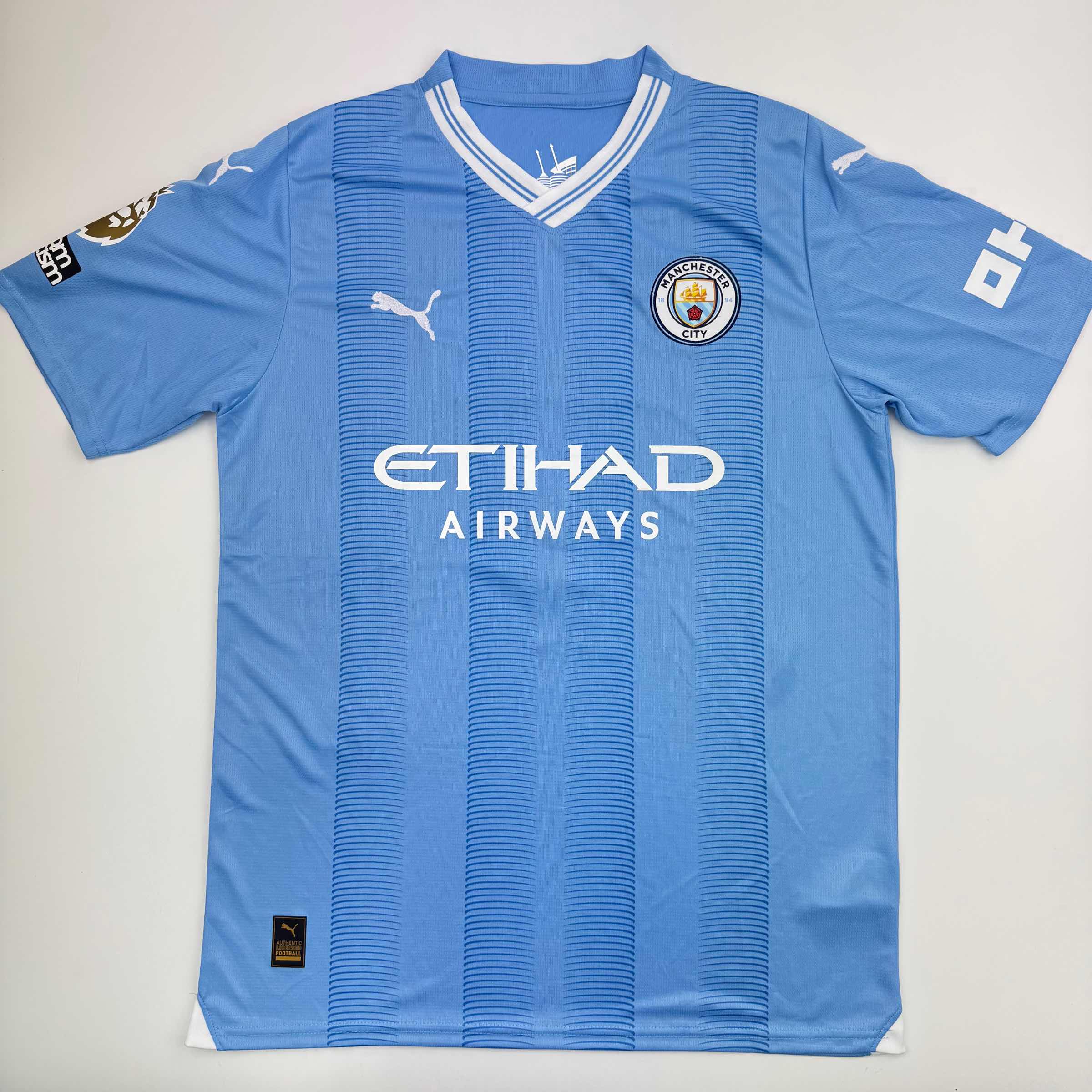 Autographed/Signed Erling Haaland Manchester City Blue Soccer Futbol Jersey Beckett BAS COA 3