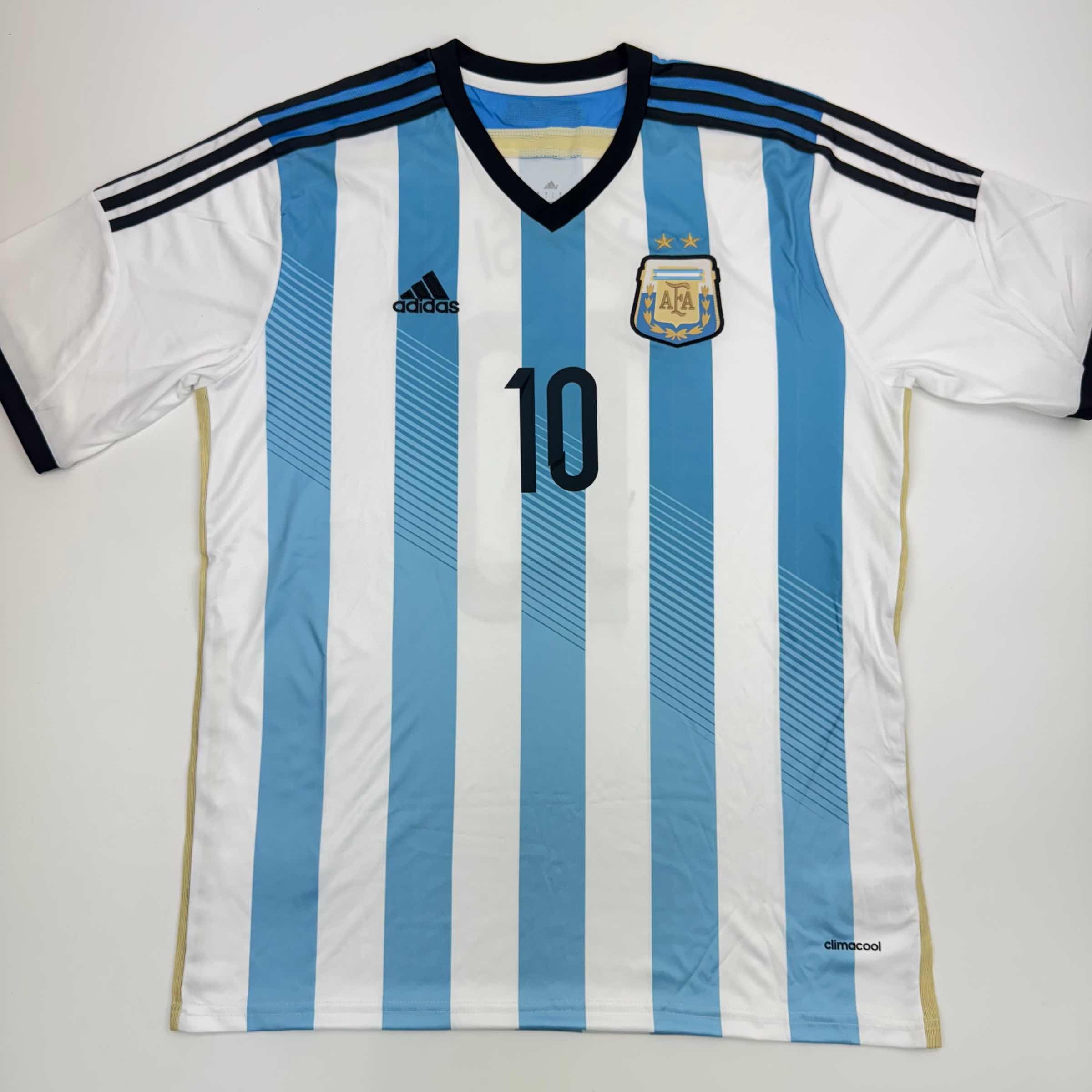 Autographed/Signed Lionel Leo Messi Argentina Blue/White Soccer Jersey Beckett BAS COA 3
