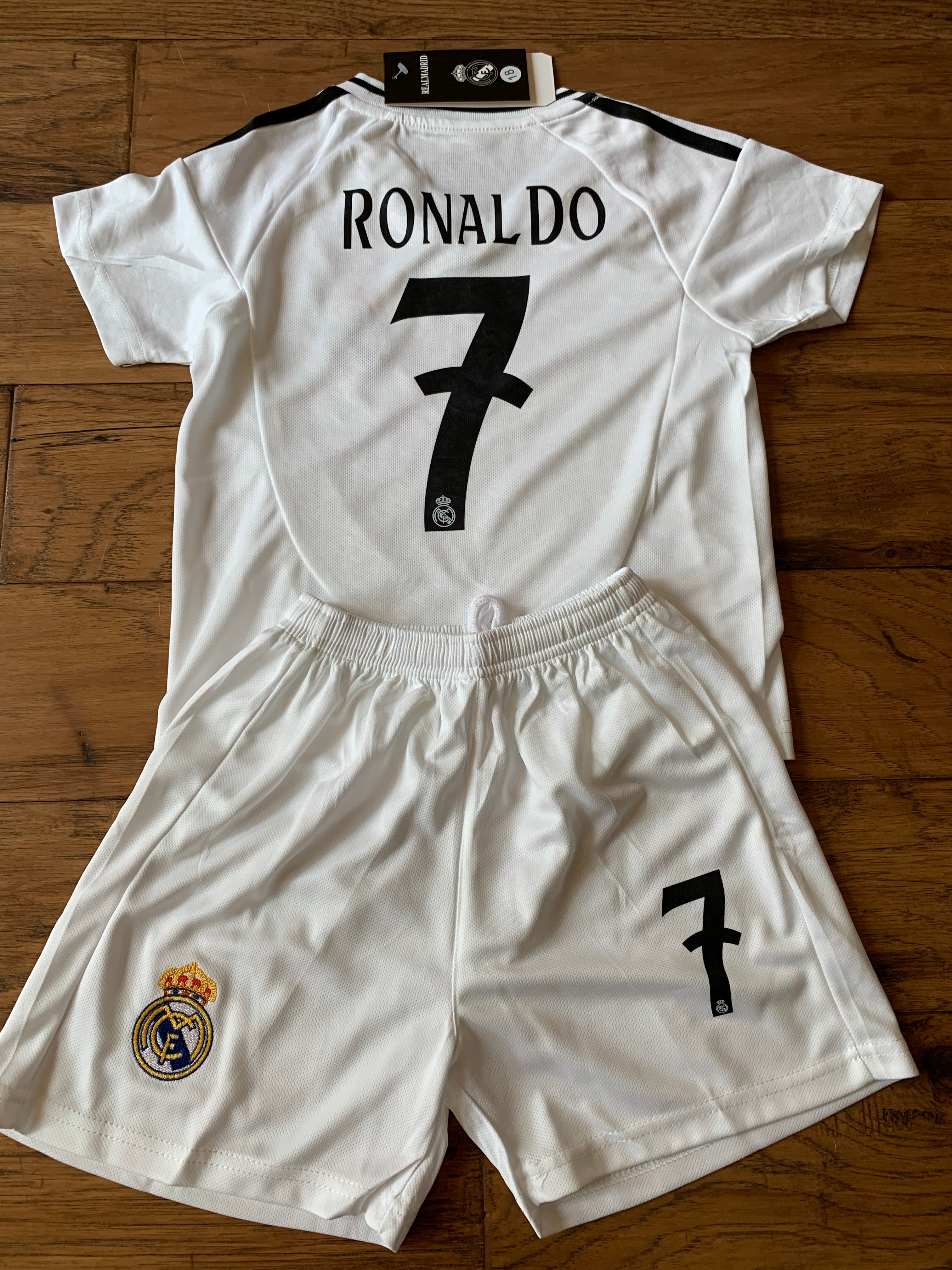 Ronaldo 7 White Kids Soccer Jersey Real Madrid Youth Toddler Sizes 2
