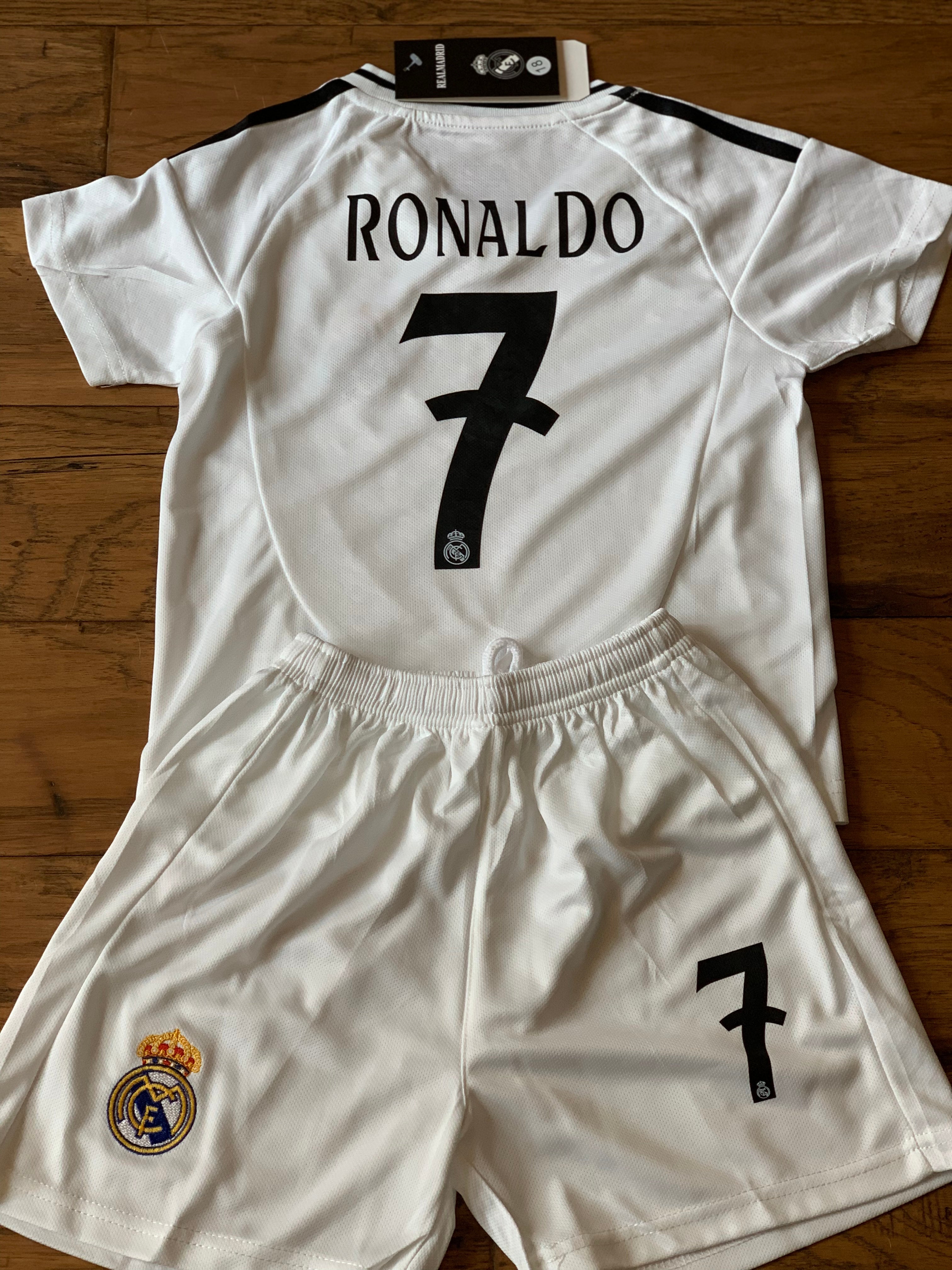 Ronaldo 7 White Kids Soccer Jersey Real Madrid Youth Toddler Sizes 6