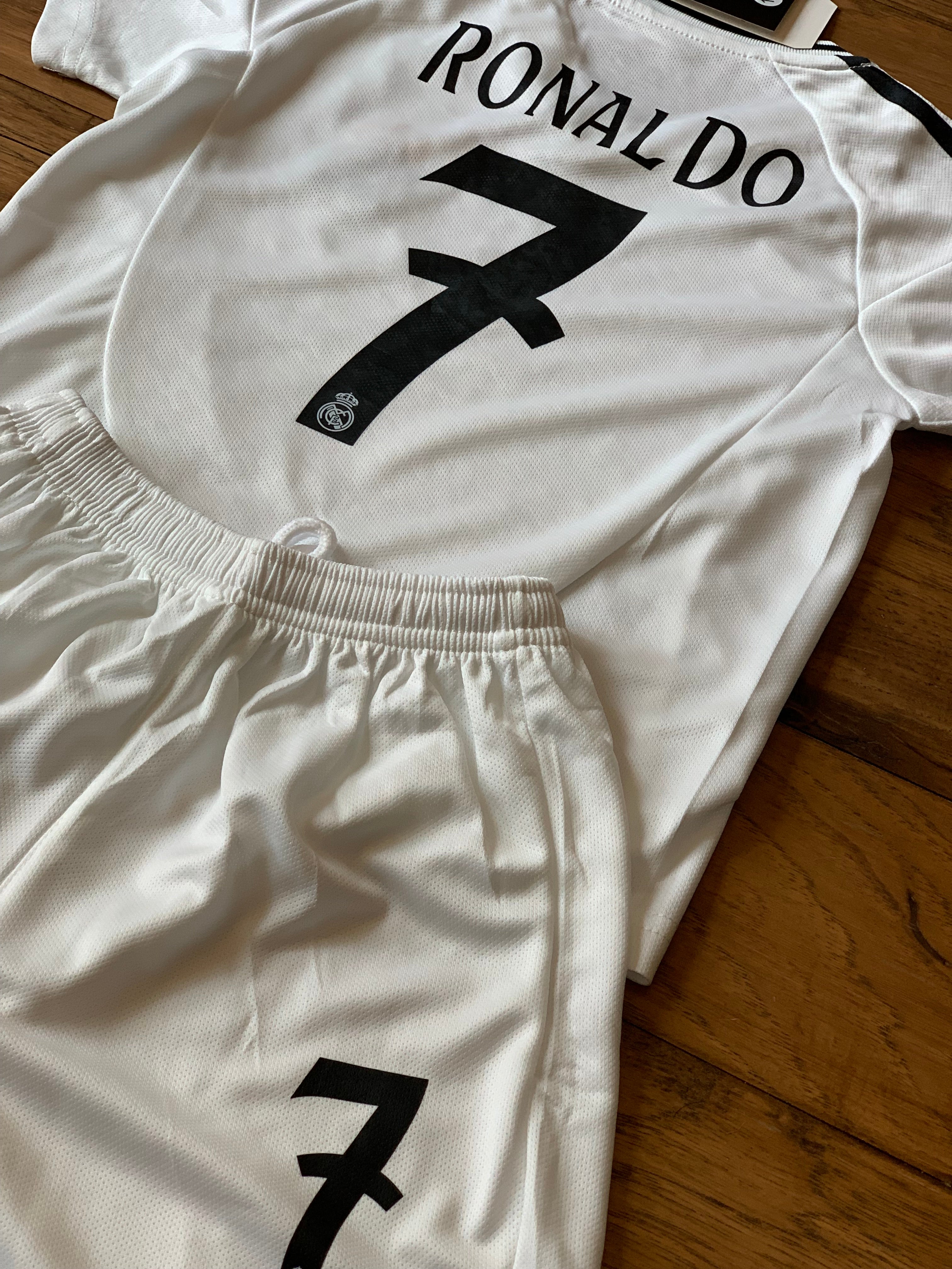 Ronaldo 7 White Kids Soccer Jersey Real Madrid Youth Toddler Sizes 10