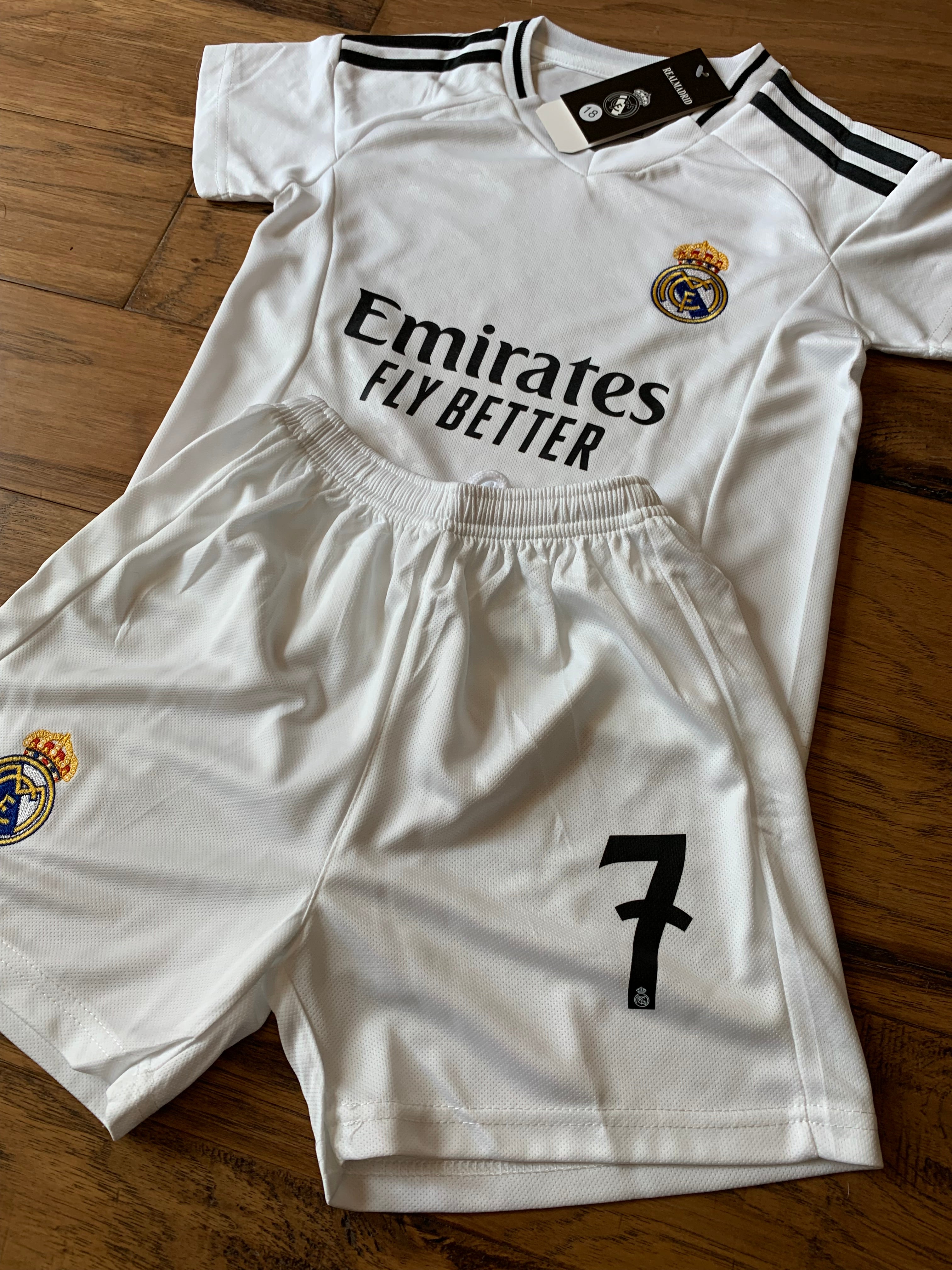 Ronaldo 7 White Kids Soccer Jersey Real Madrid Youth Toddler Sizes 3