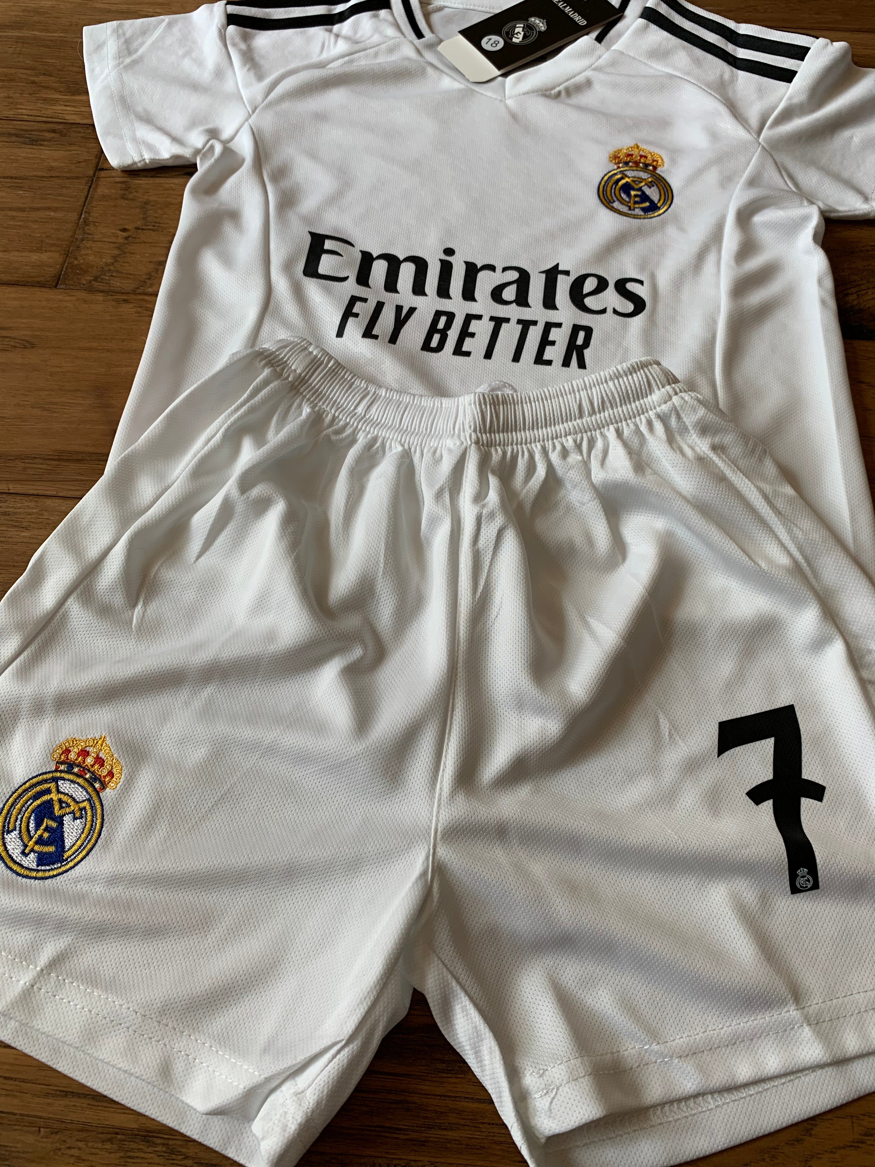 Ronaldo 7 White Kids Soccer Jersey Real Madrid Youth Toddler Sizes 8