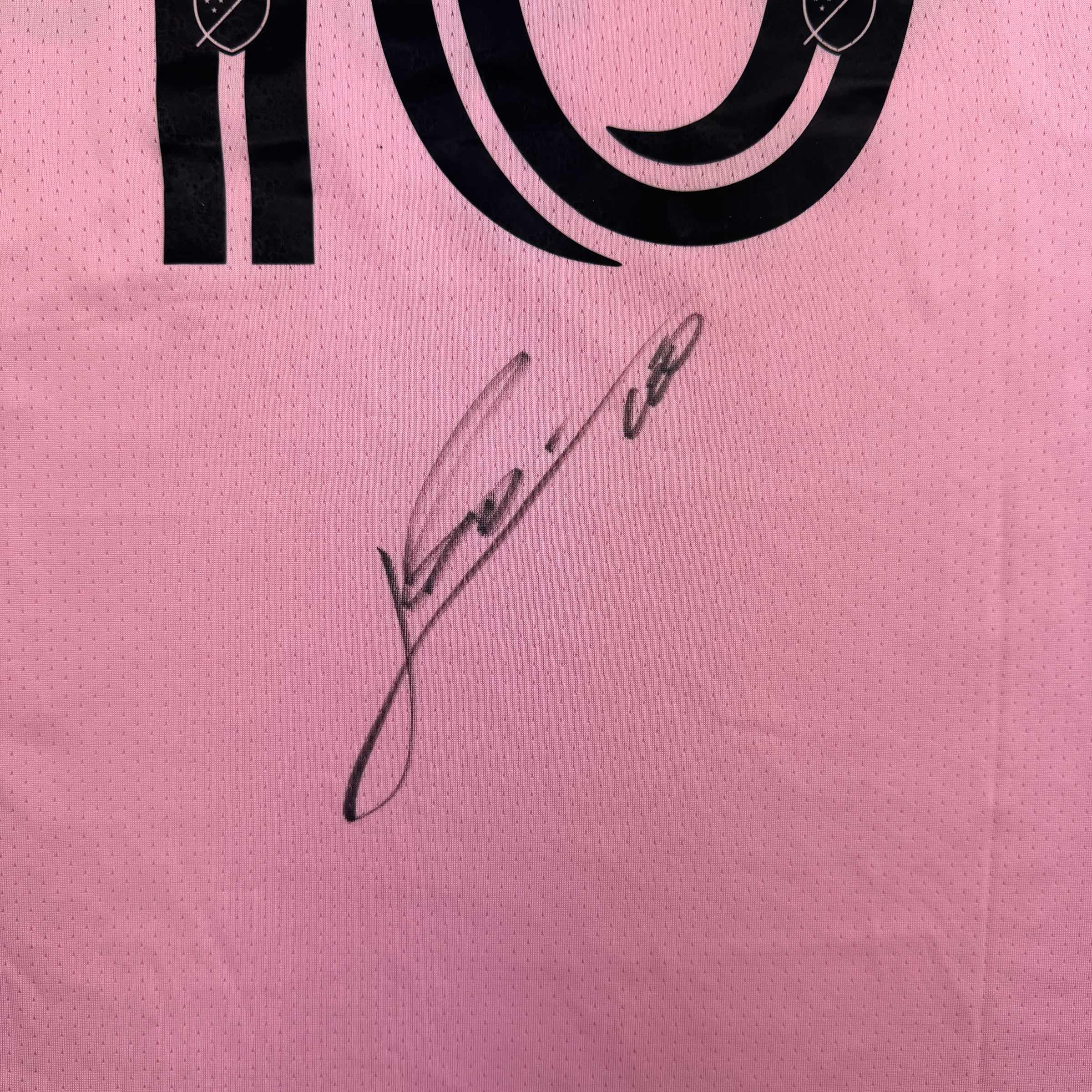 Autographed/Signed Lionel Leo Messi Inter Miami Pink Soccer Jersey Beckett BAS COA 2