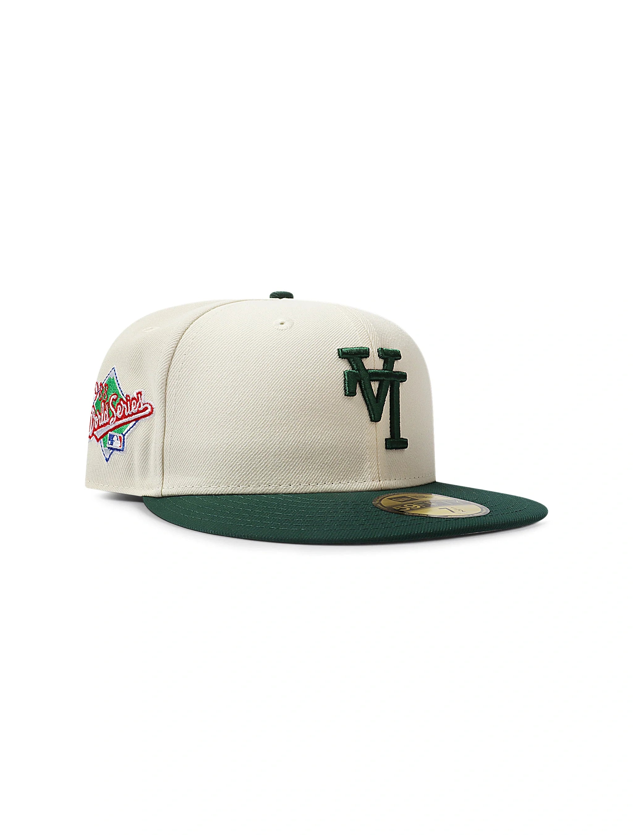New Era 5950 Dodgers Upside Down LA World Series Hat - Chrome/Green 1