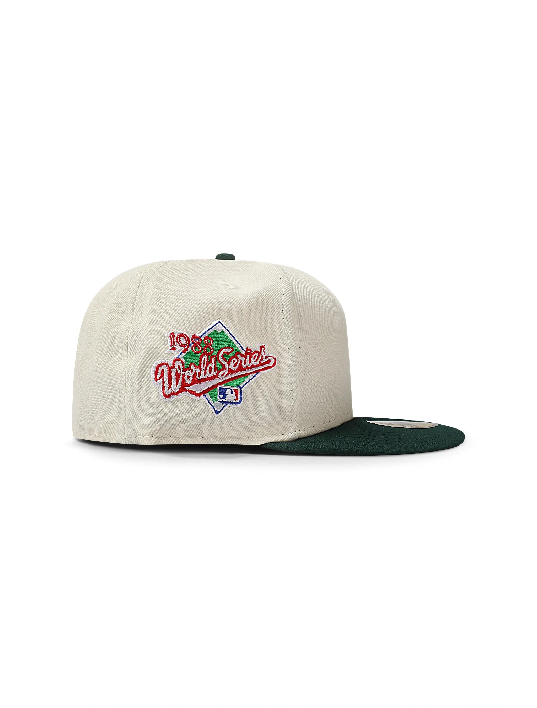 New Era 5950 Dodgers Upside Down LA World Series Hat - Chrome/Green 3