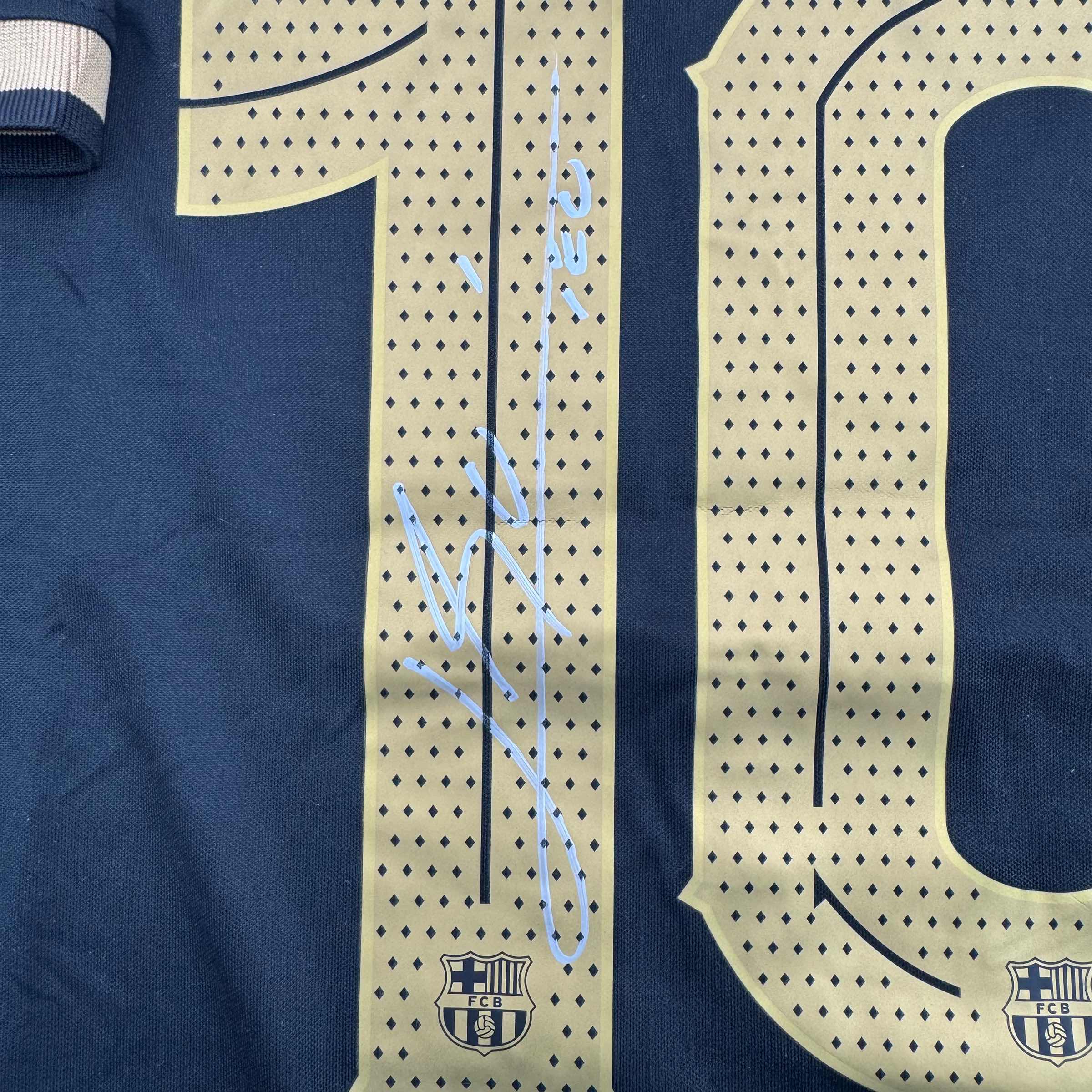 Autographed/Signed Lionel Leo Messi FC Barcelona Black Soccer Jersey Beckett BAS COA 3