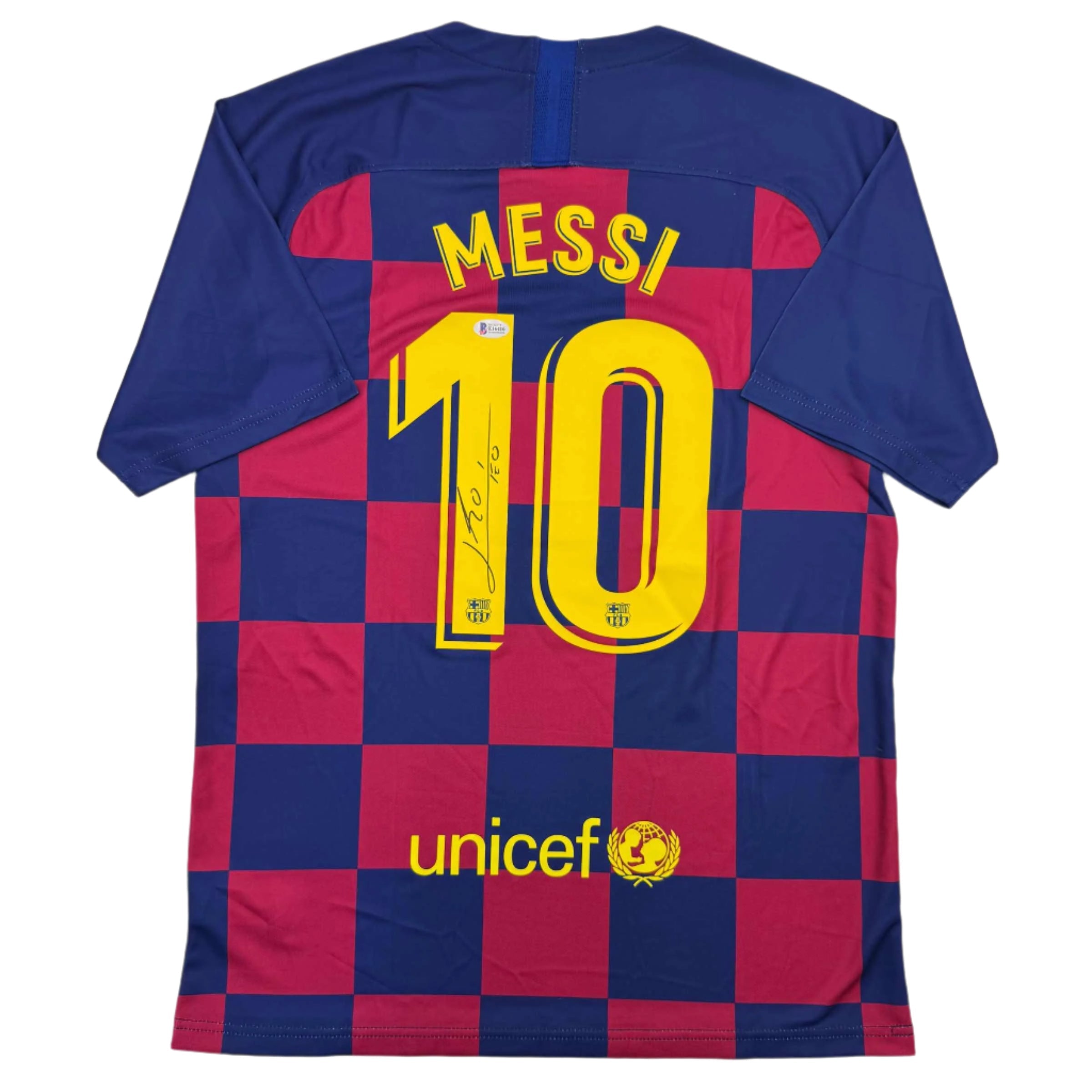 Autographed/Signed Lionel Leo Messi FC Barcelona Soccer Jersey Beckett BAS COA 1