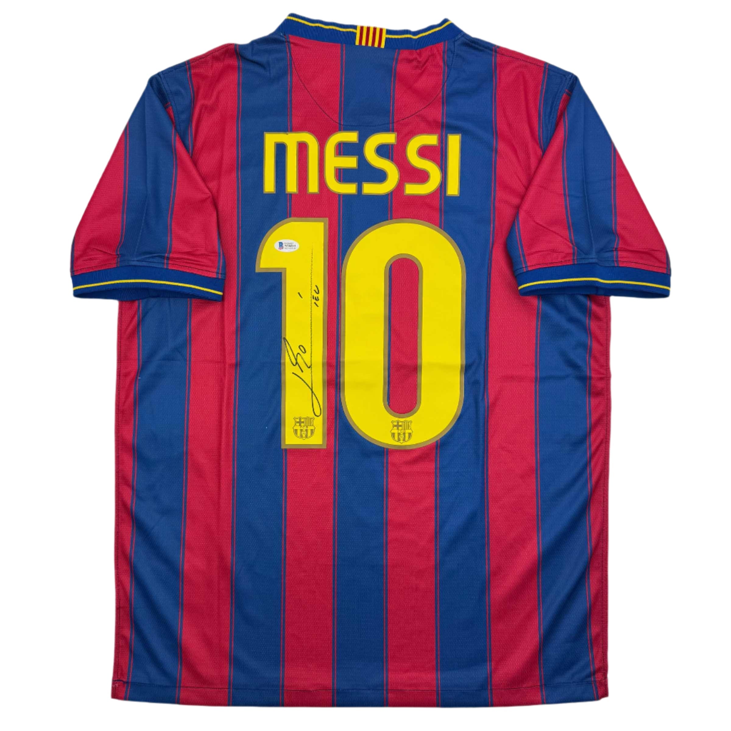 Autographed/Signed Lionel Leo Messi FC Barcelona Soccer Jersey Beckett BAS COA 1