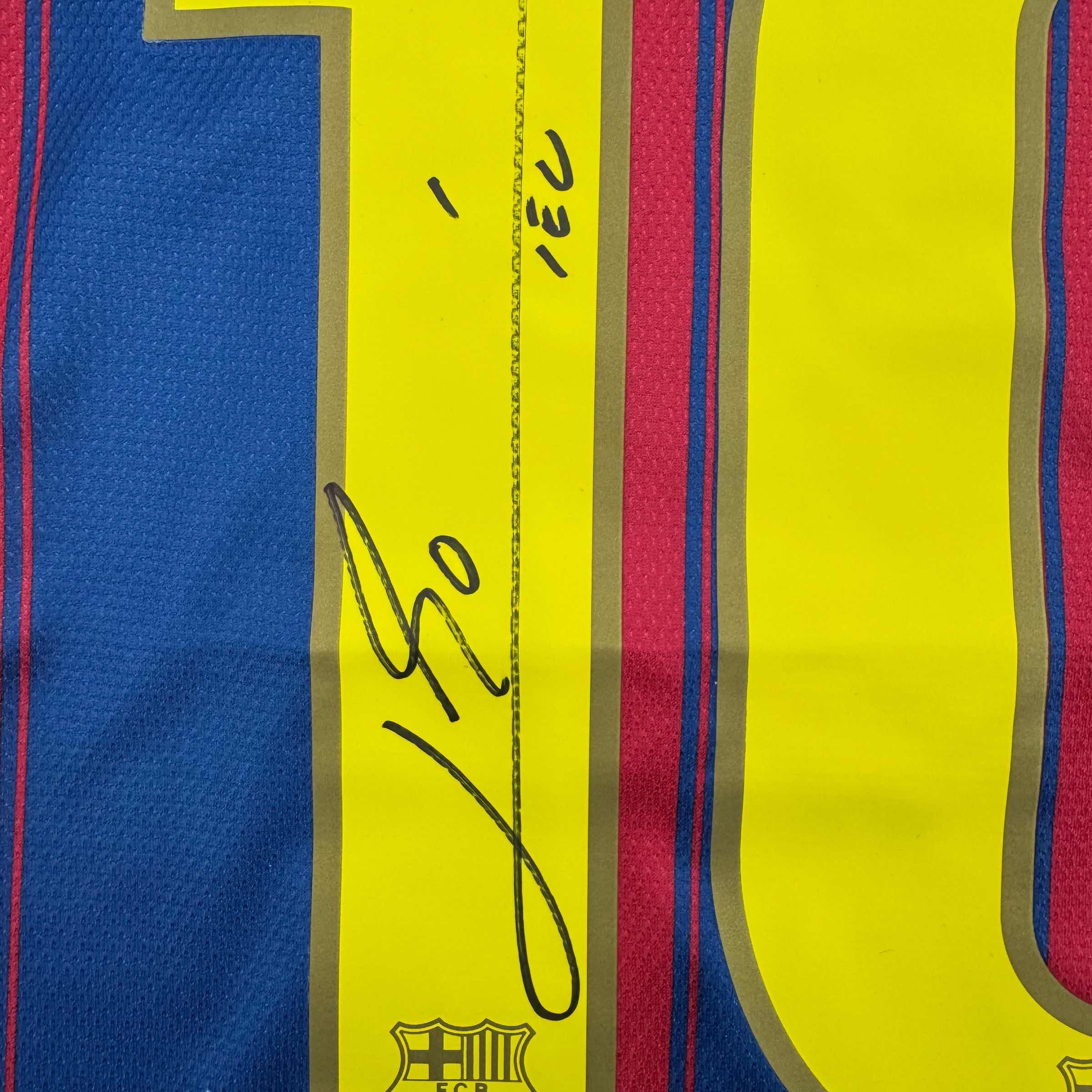 Autographed/Signed Lionel Leo Messi FC Barcelona Soccer Jersey Beckett BAS COA 3
