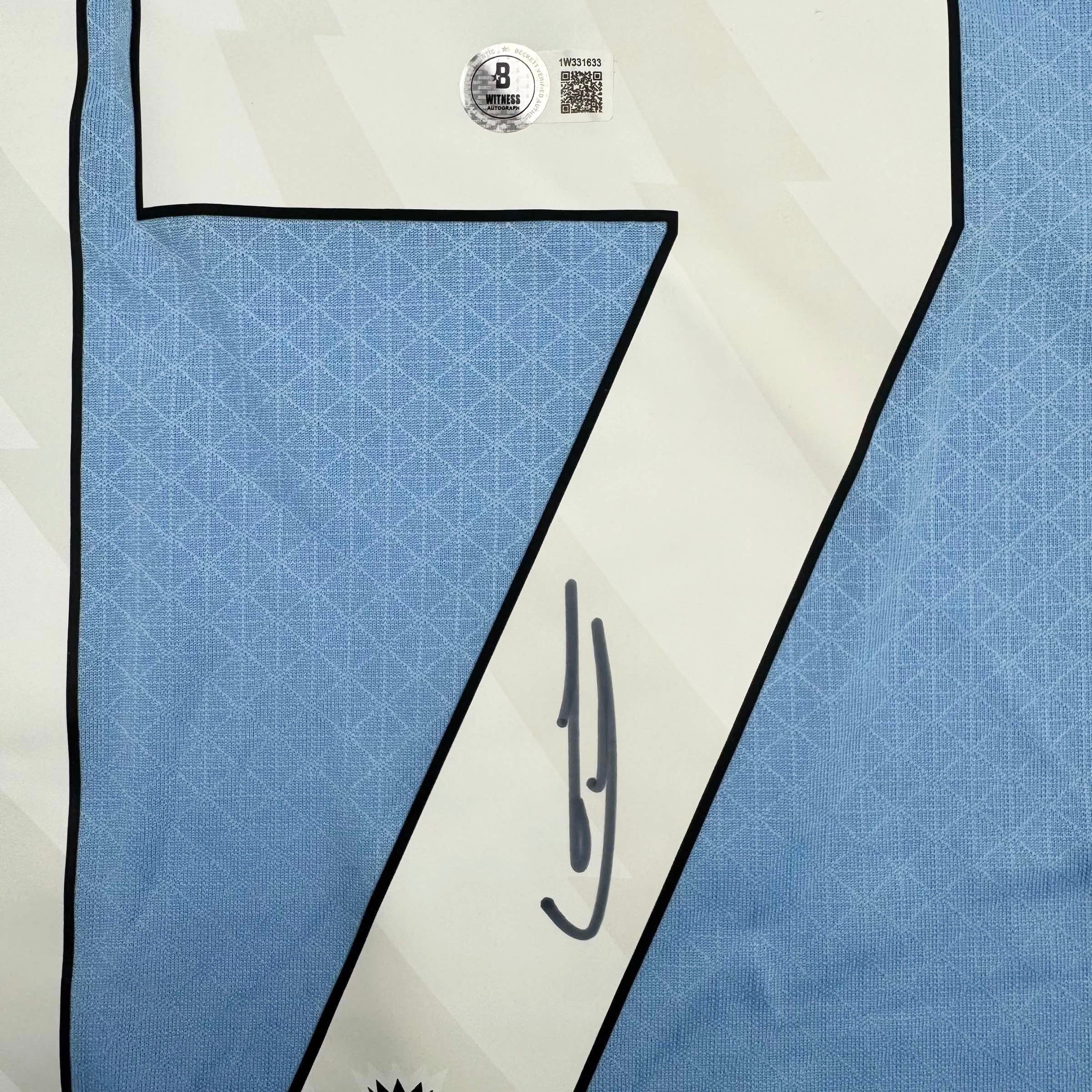 Autographed/Signed Kevin De Bruyne Manchester City Blue Soccer Futbol Jersey Beckett BAS COA 3