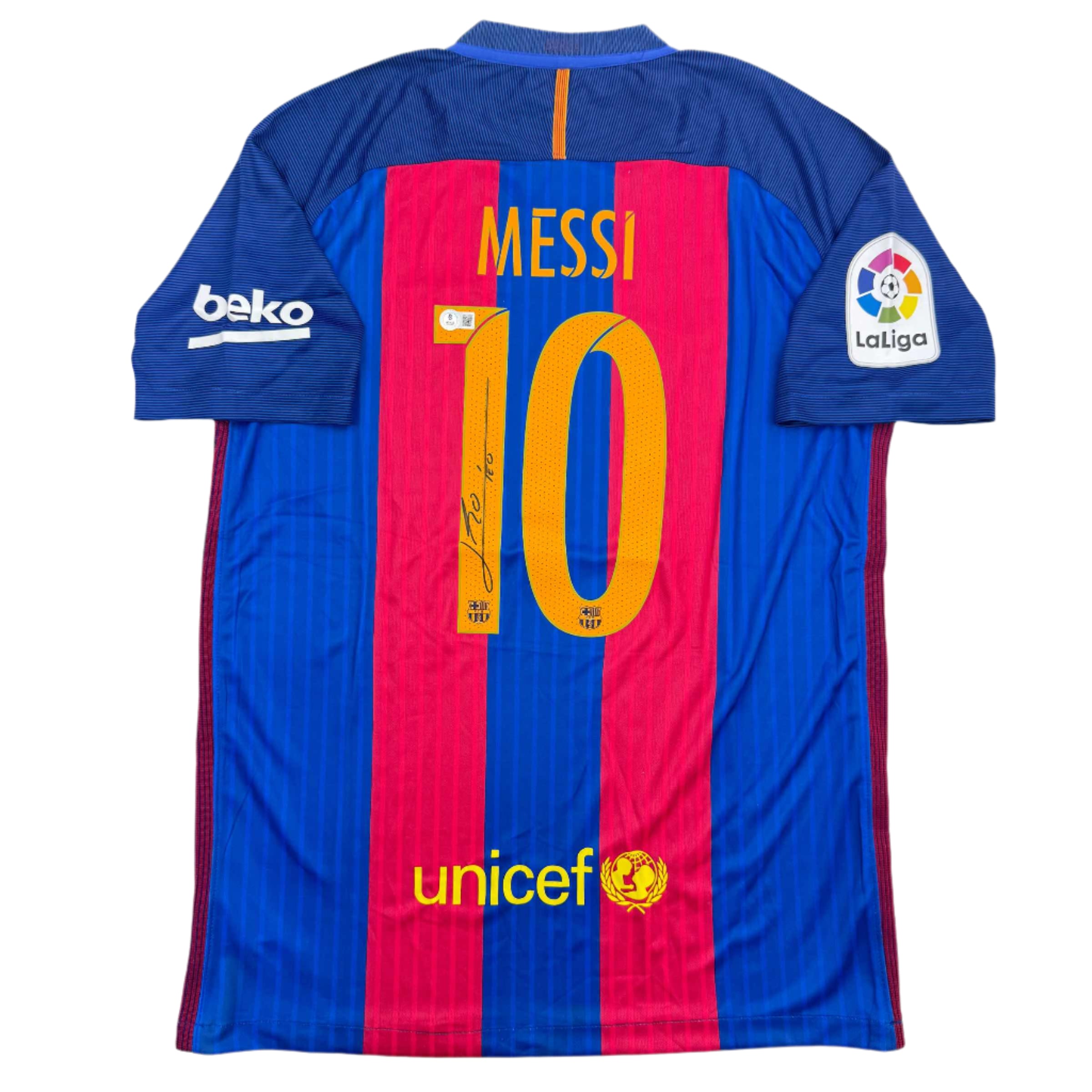 Autographed/Signed Lionel Leo Messi FC Barcelona Soccer Jersey Beckett BAS COA #4 1