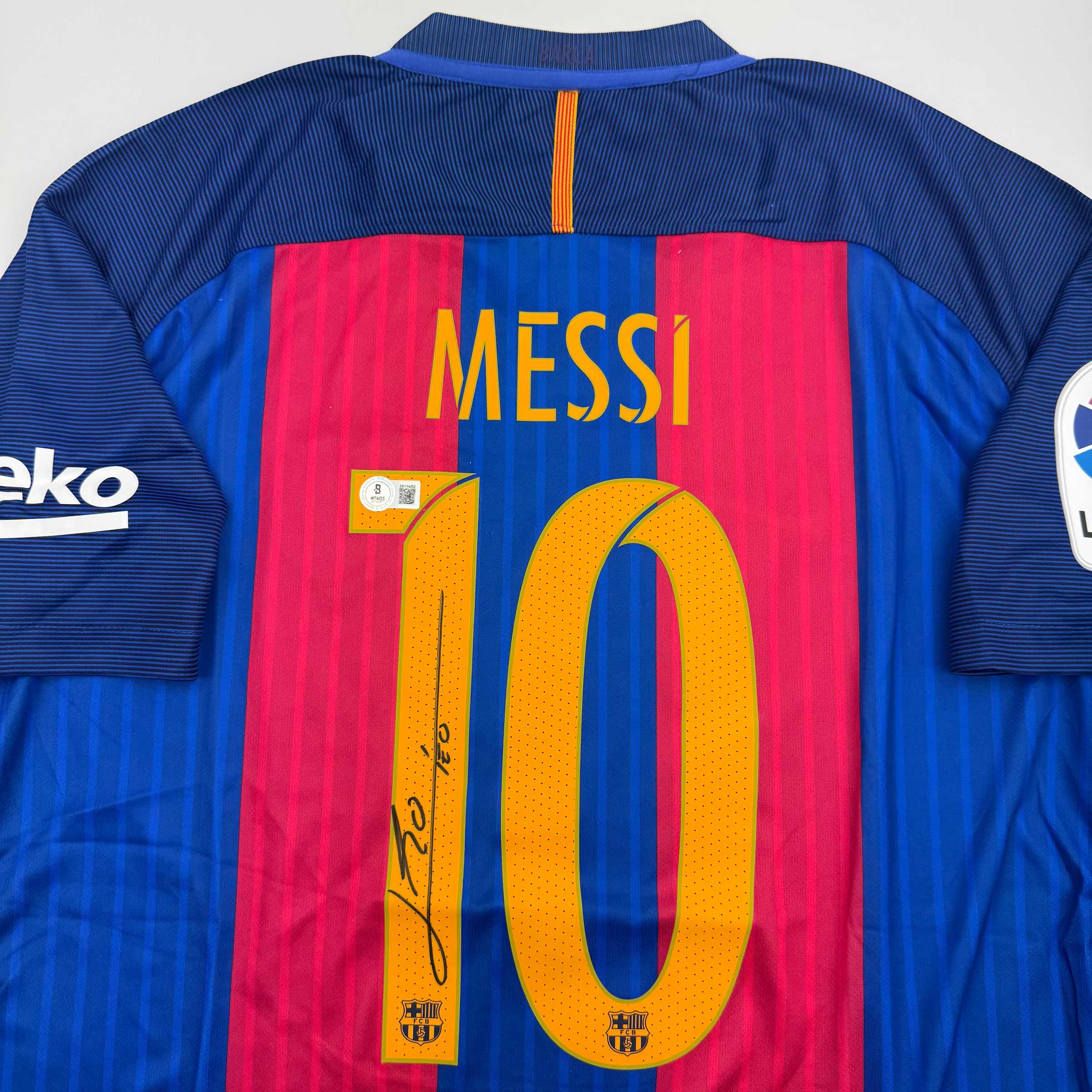 Autographed/Signed Lionel Leo Messi FC Barcelona Soccer Jersey Beckett BAS COA #4 2