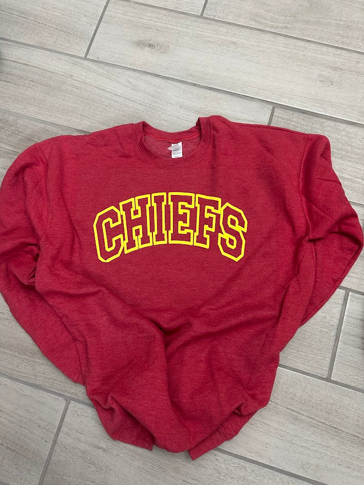Custom Puff Print Chiefs Sweatshirt, Embossed Chiefs Sweatshirt, Custom School Mascot Sweatshirt, Gift Idea, Kansas City Puff Print 3