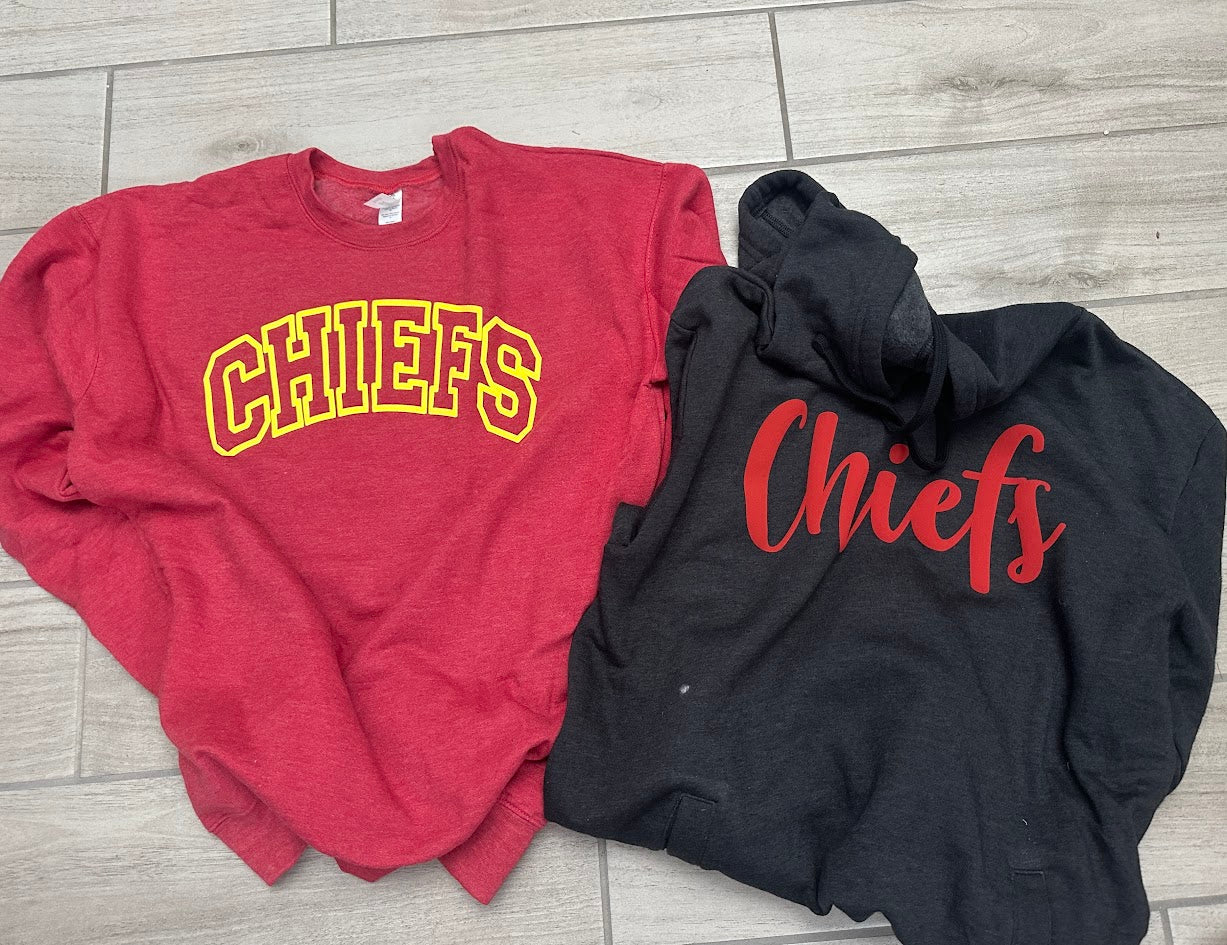 Custom Puff Print Chiefs Sweatshirt, Embossed Chiefs Sweatshirt, Custom School Mascot Sweatshirt, Gift Idea, Kansas City Puff Print 6