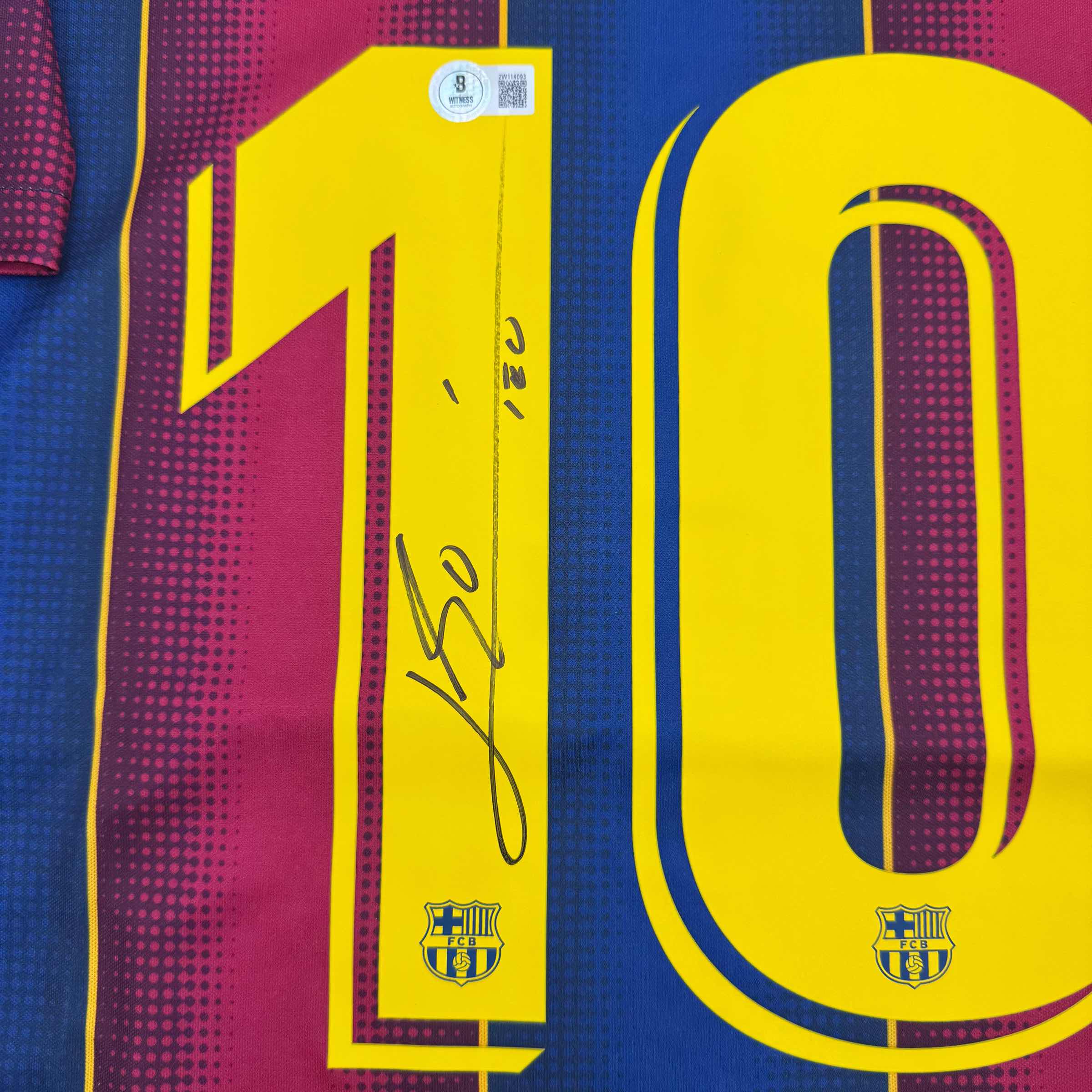 Autographed/Signed Lionel Leo Messi FC Barcelona Soccer Jersey Beckett BAS COA 3
