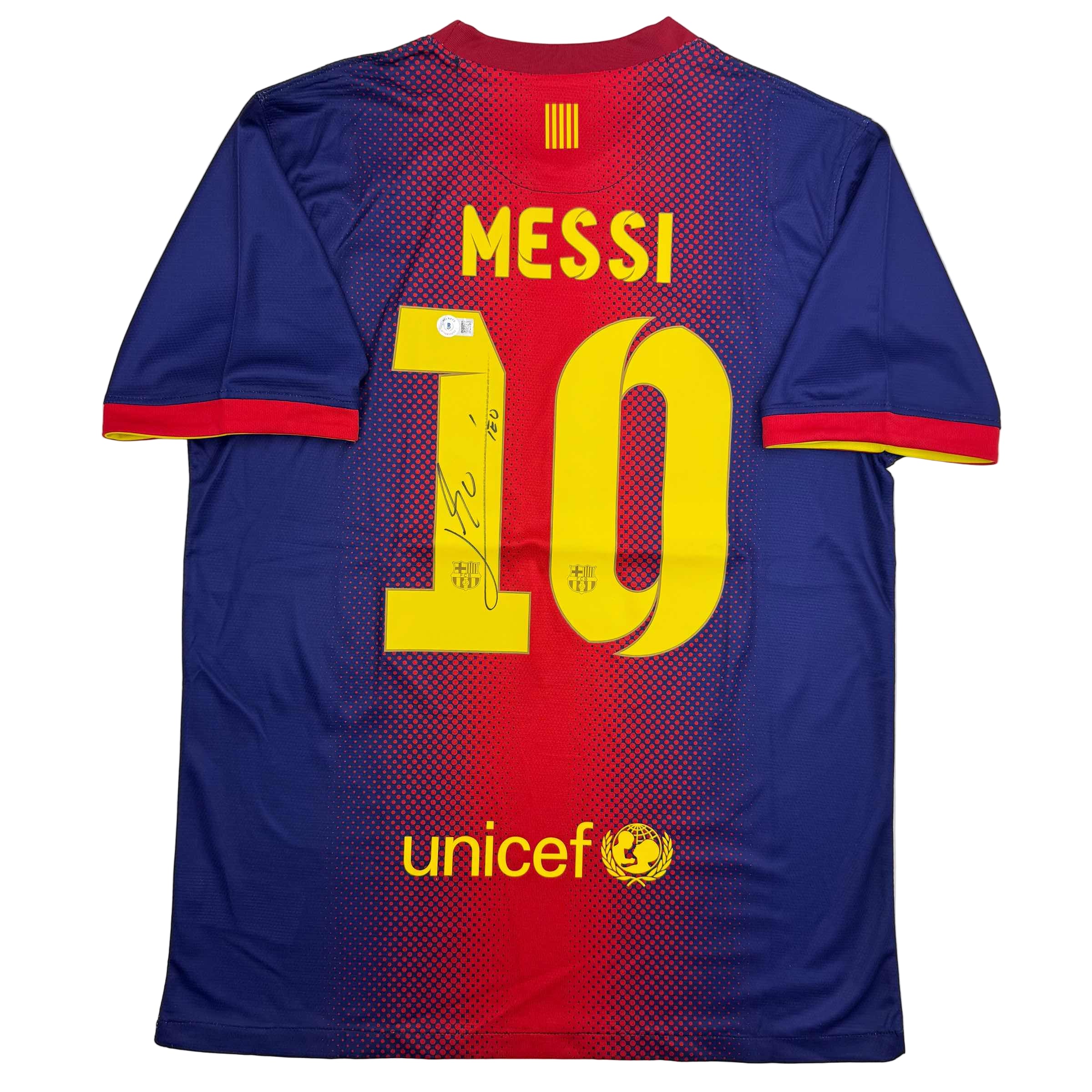 Autographed/Signed Lionel Leo Messi FC Barcelona Soccer Jersey Beckett BAS COA 1