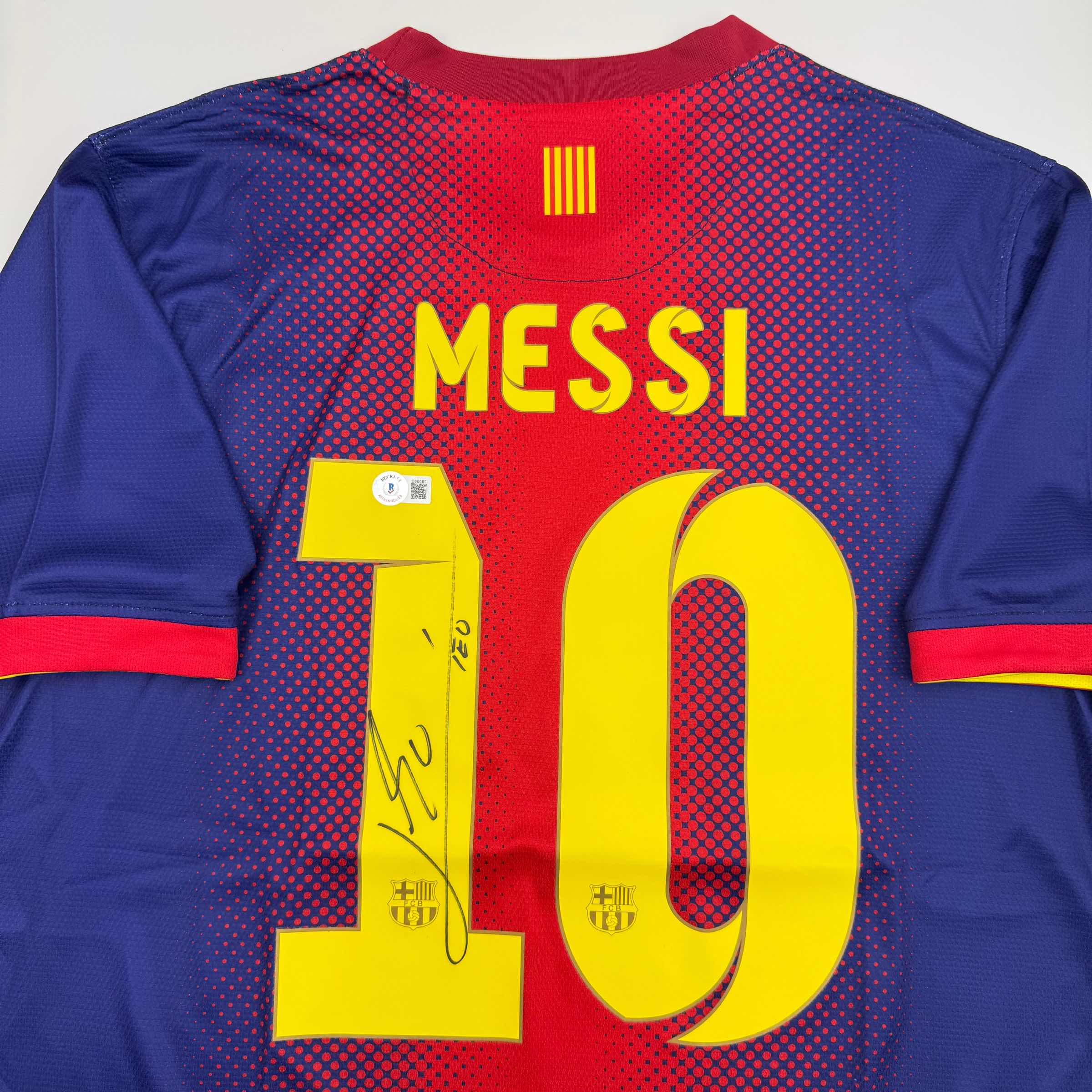 Autographed/Signed Lionel Leo Messi FC Barcelona Soccer Jersey Beckett BAS COA 2