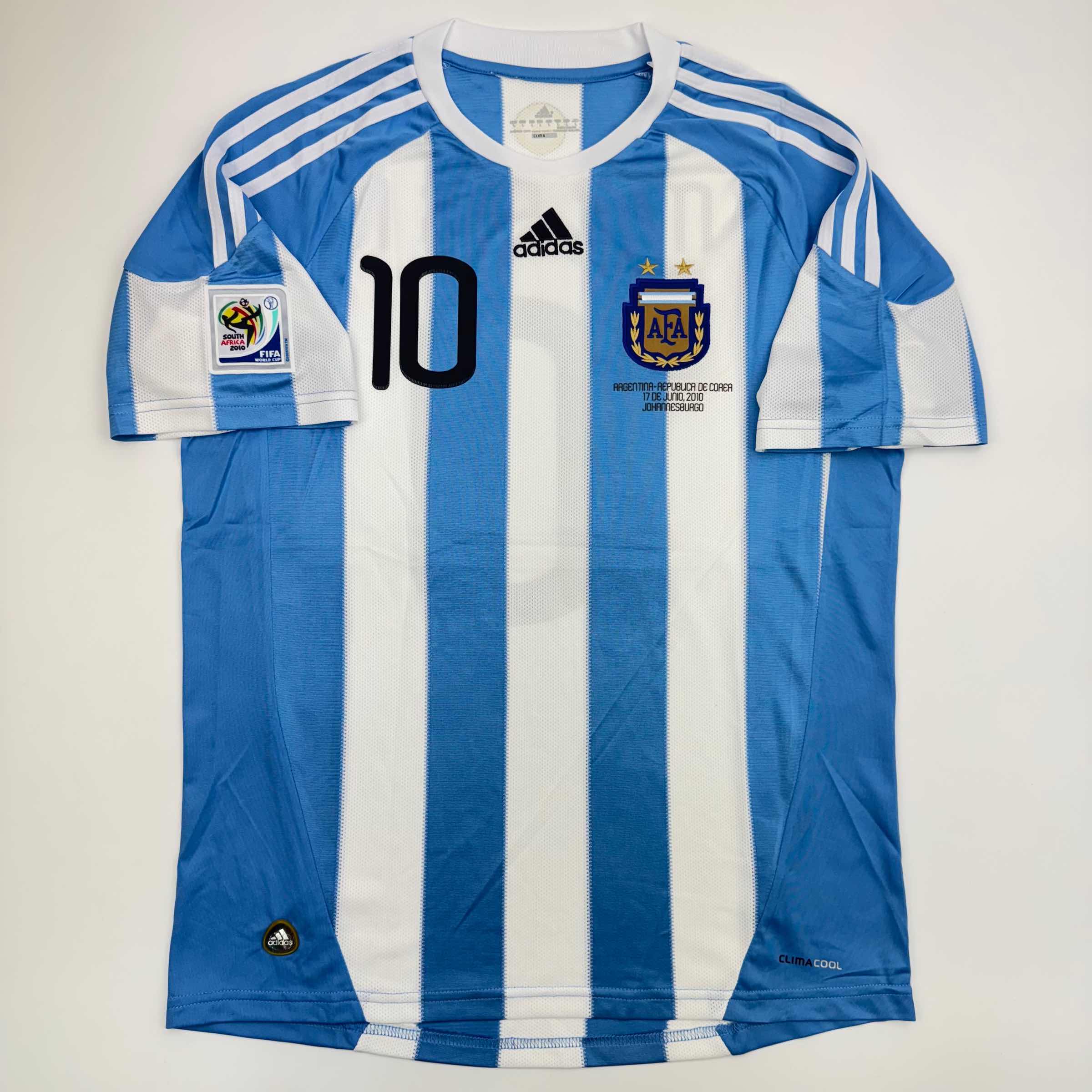 Autographed/Signed Lionel Leo Messi Argentina Blue/White Soccer Jersey Beckett BAS COA 3