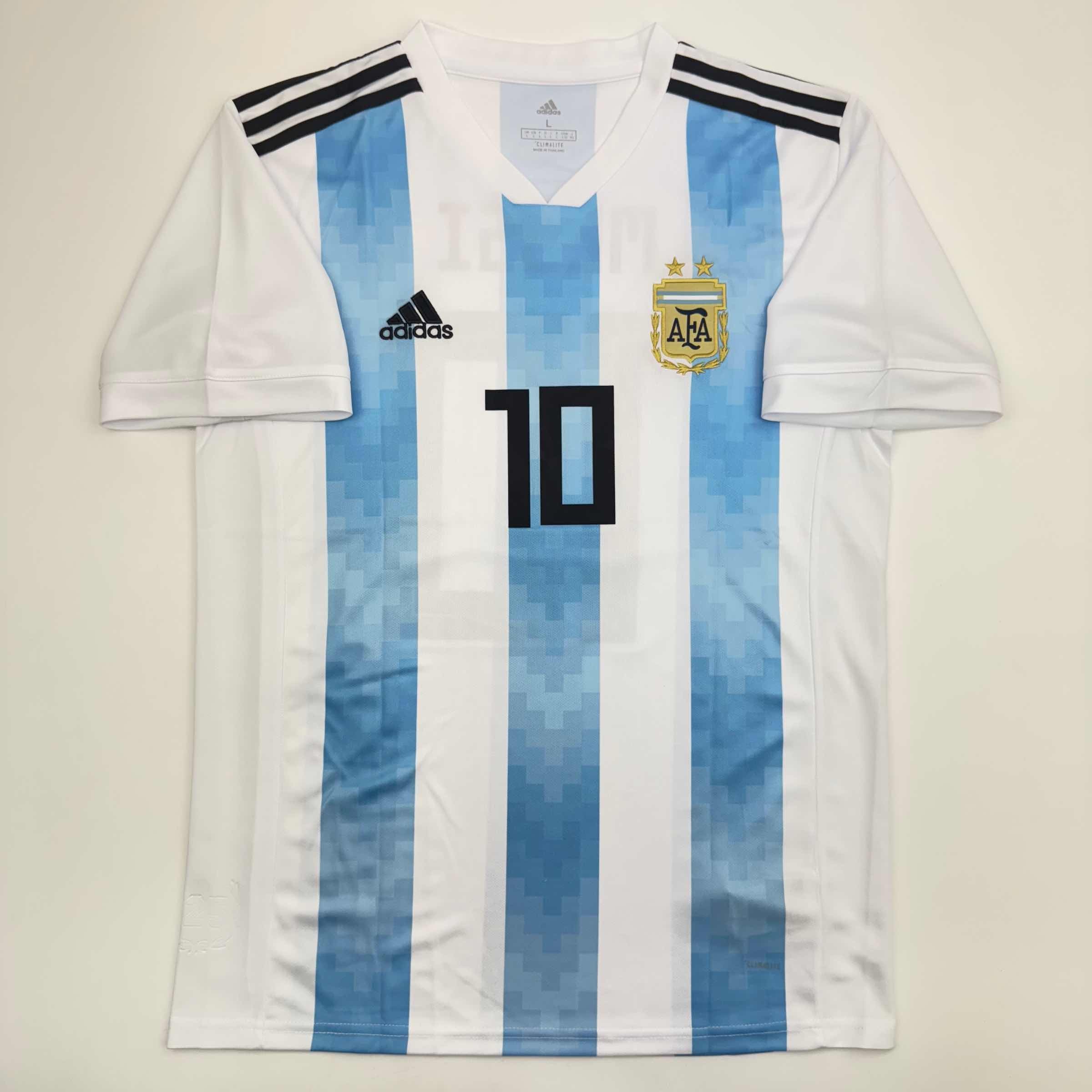 Autographed/Signed Lionel Leo Messi Argentina Blue/White Soccer Jersey Beckett BAS COA 4