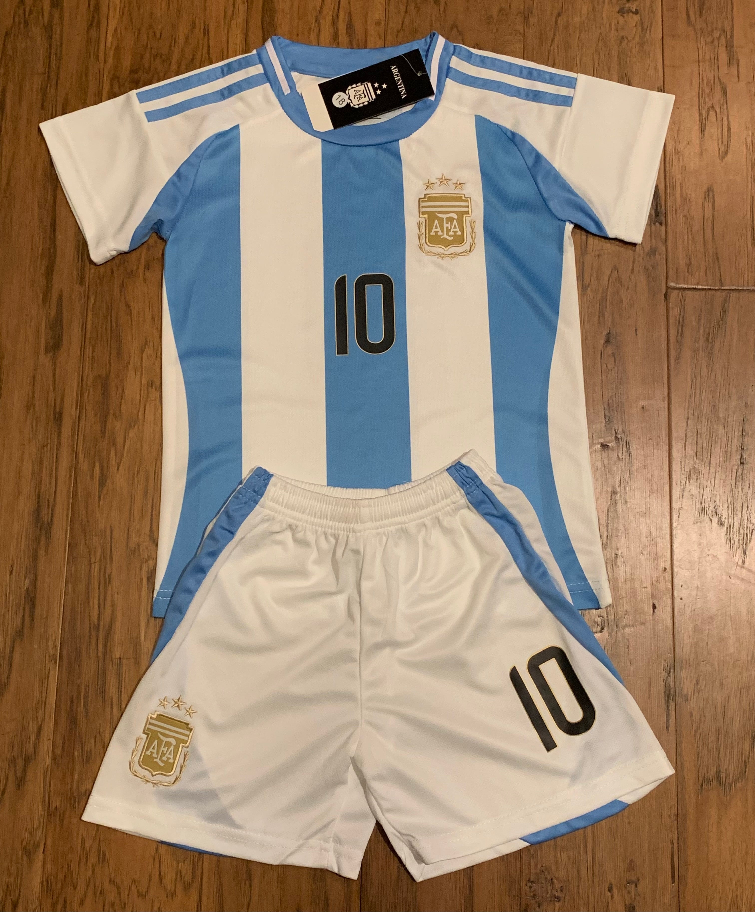 Lionel Messi Kids Soccer Argentina Home Jersey Set Youth & Toddler Sizes 3