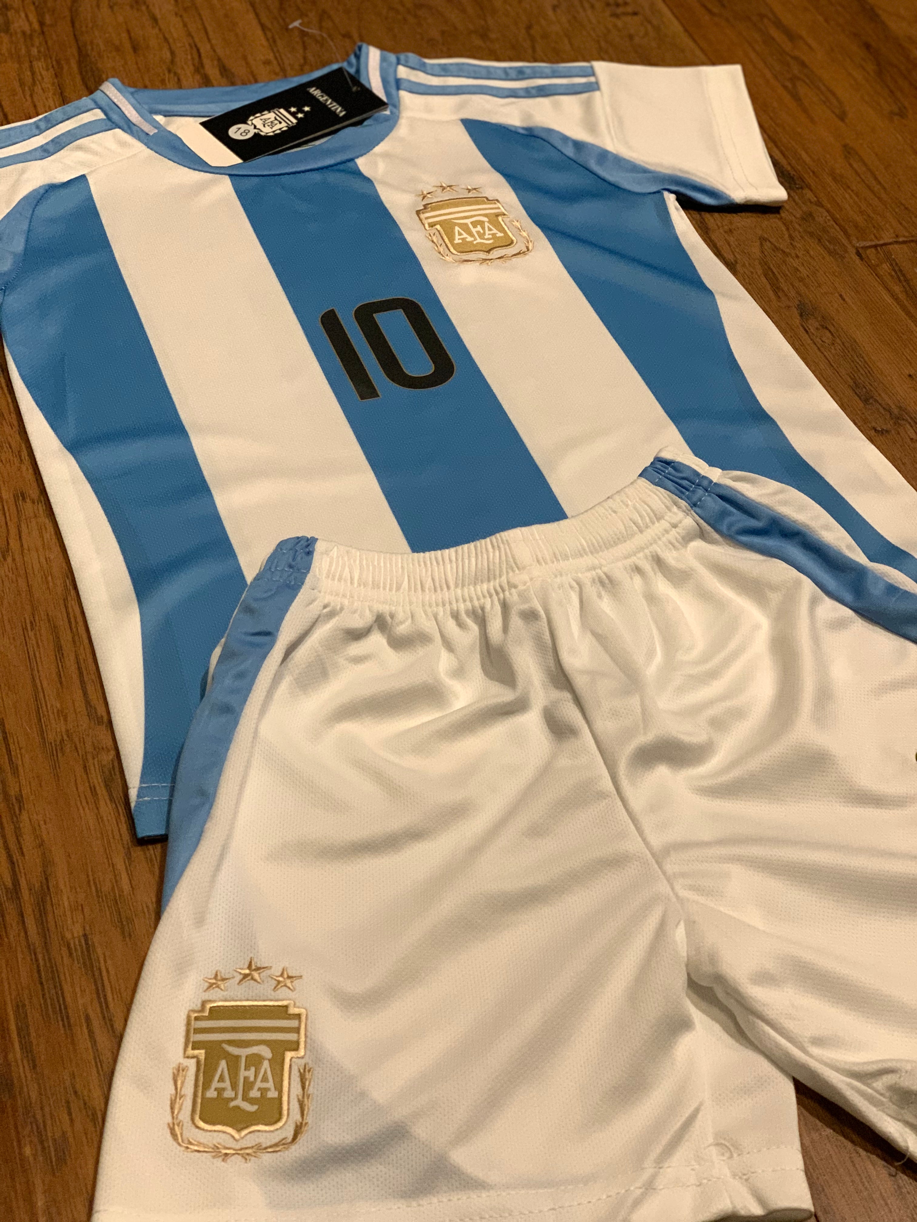 Lionel Messi Kids Soccer Argentina Home Jersey Set Youth & Toddler Sizes 6