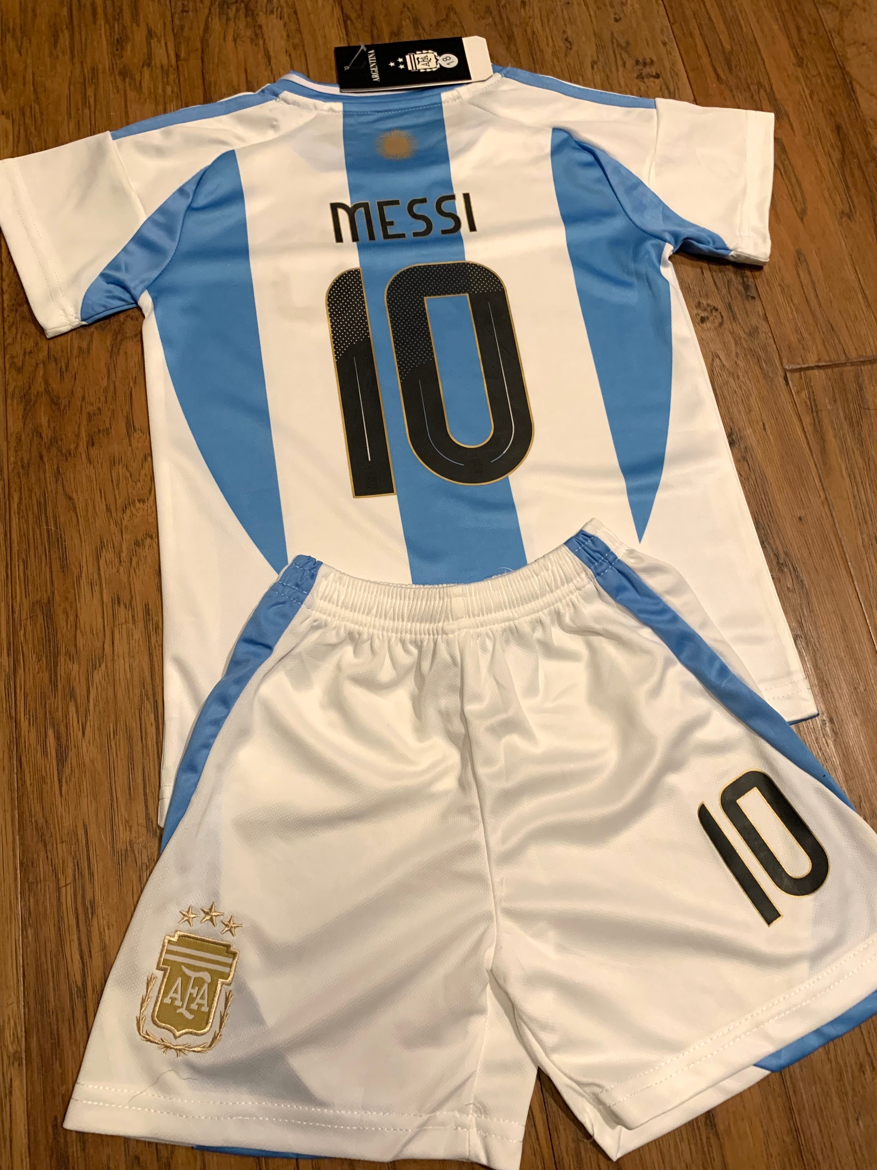 Lionel Messi Kids Soccer Argentina Home Jersey Set Youth & Toddler Sizes 2