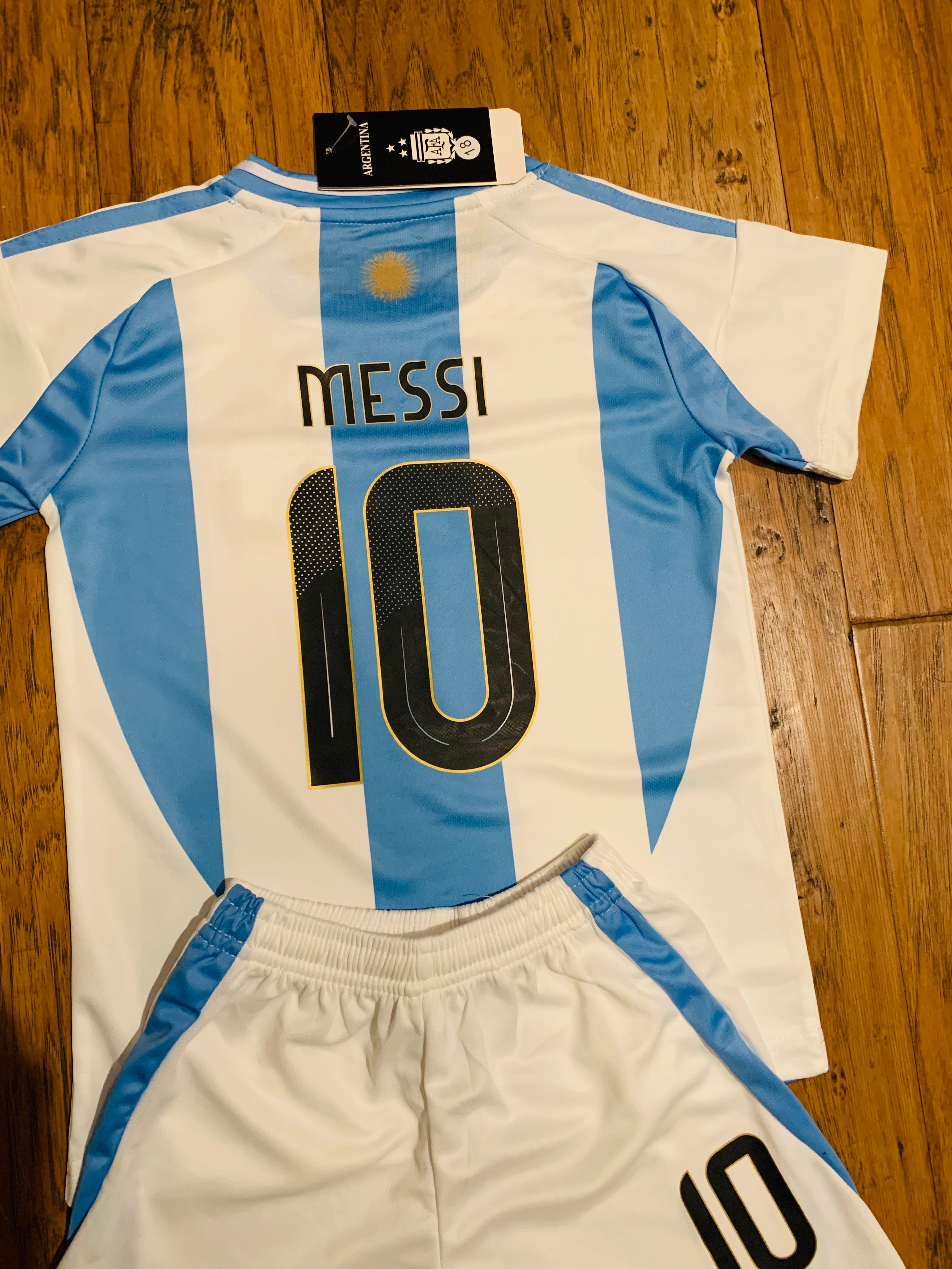 Lionel Messi Kids Soccer Argentina Home Jersey Set Youth & Toddler Sizes 5