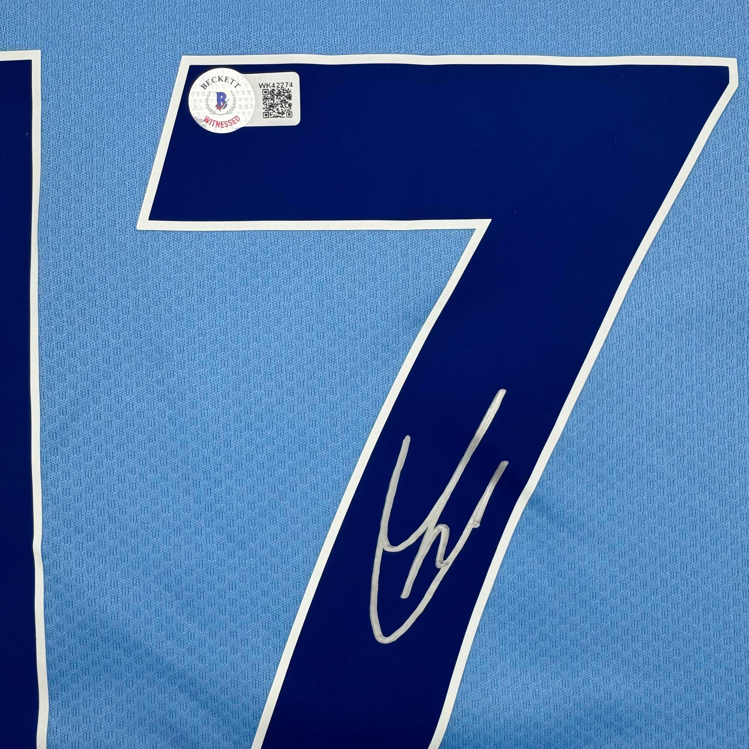 Autographed/Signed Kevin De Bruyne Manchester City Blue Soccer Futbol Jersey Beckett BAS COA 3
