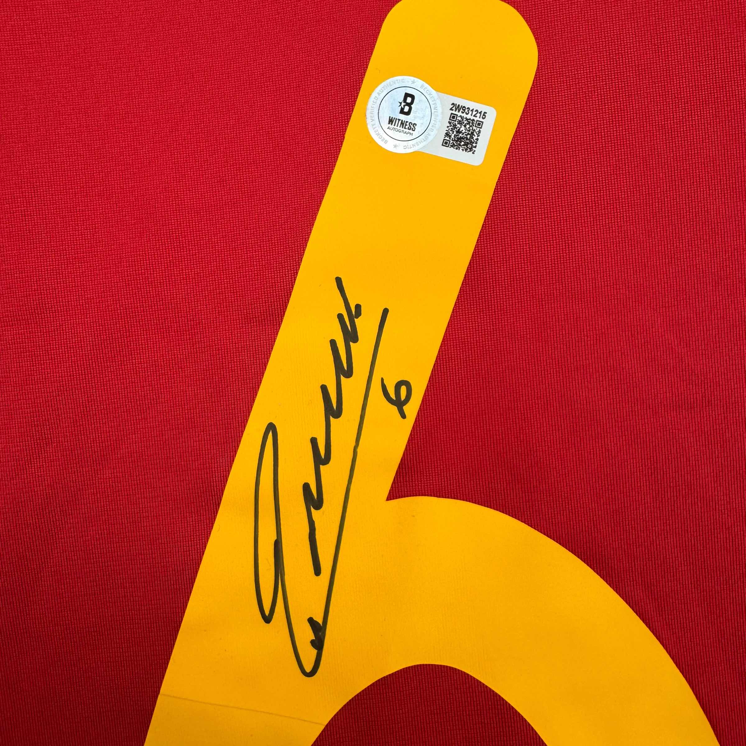 Autographed/Signed Andres Iniesta Spain Red World Cup Soccer Futbol Jersey Beckett BAS COA 3
