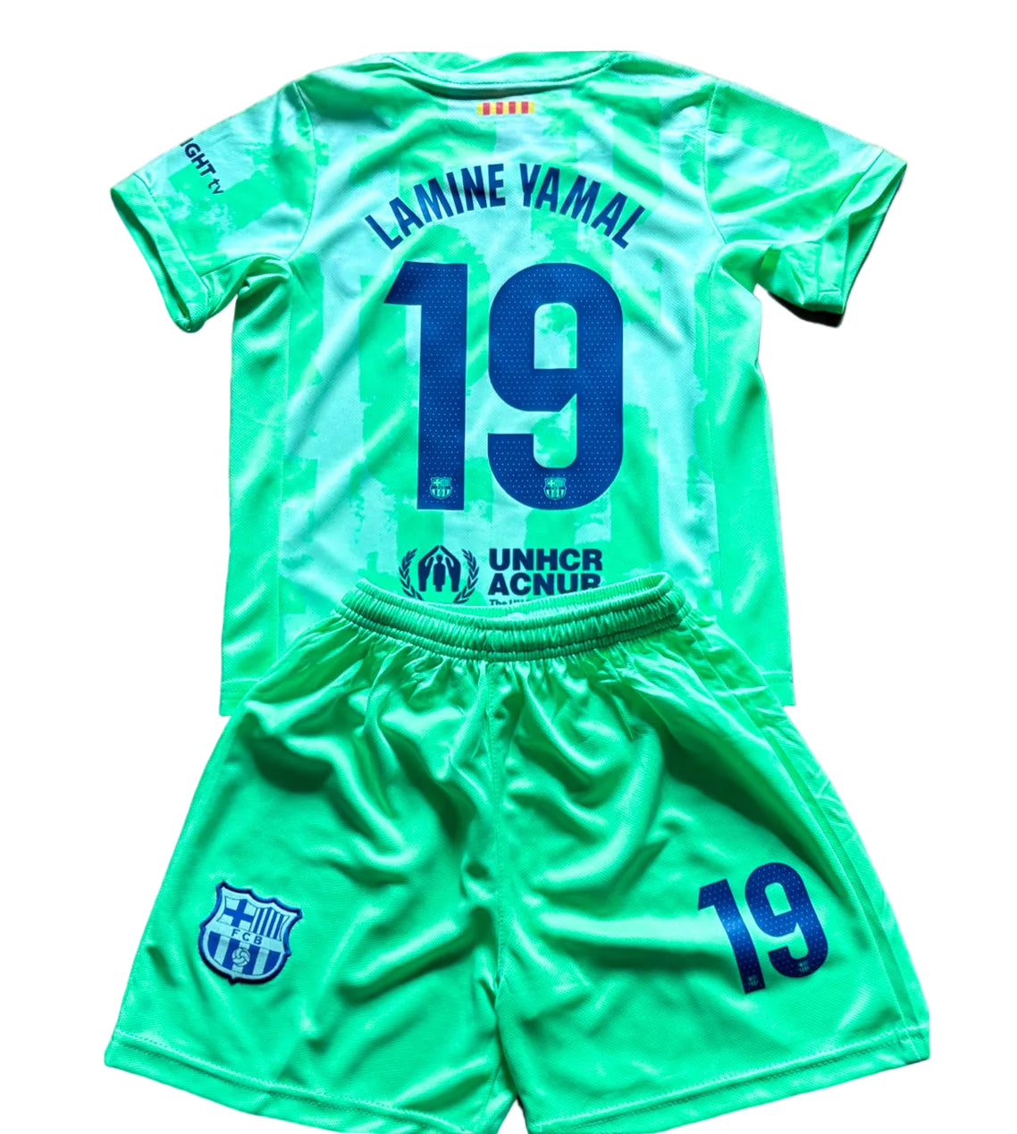 Lamine Yamal Green Kids Barcelona Soccer Jersey Kit 5