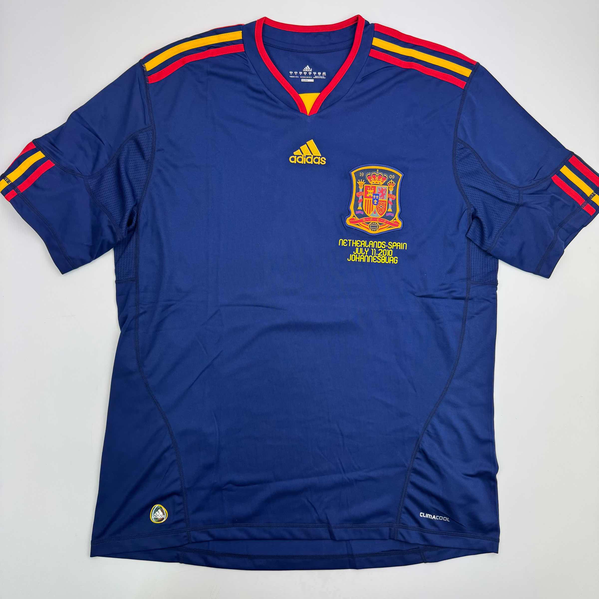 Autographed/Signed Andres Iniesta Spain Blue World Cup Soccer Futbol Jersey Beckett BAS COA 4