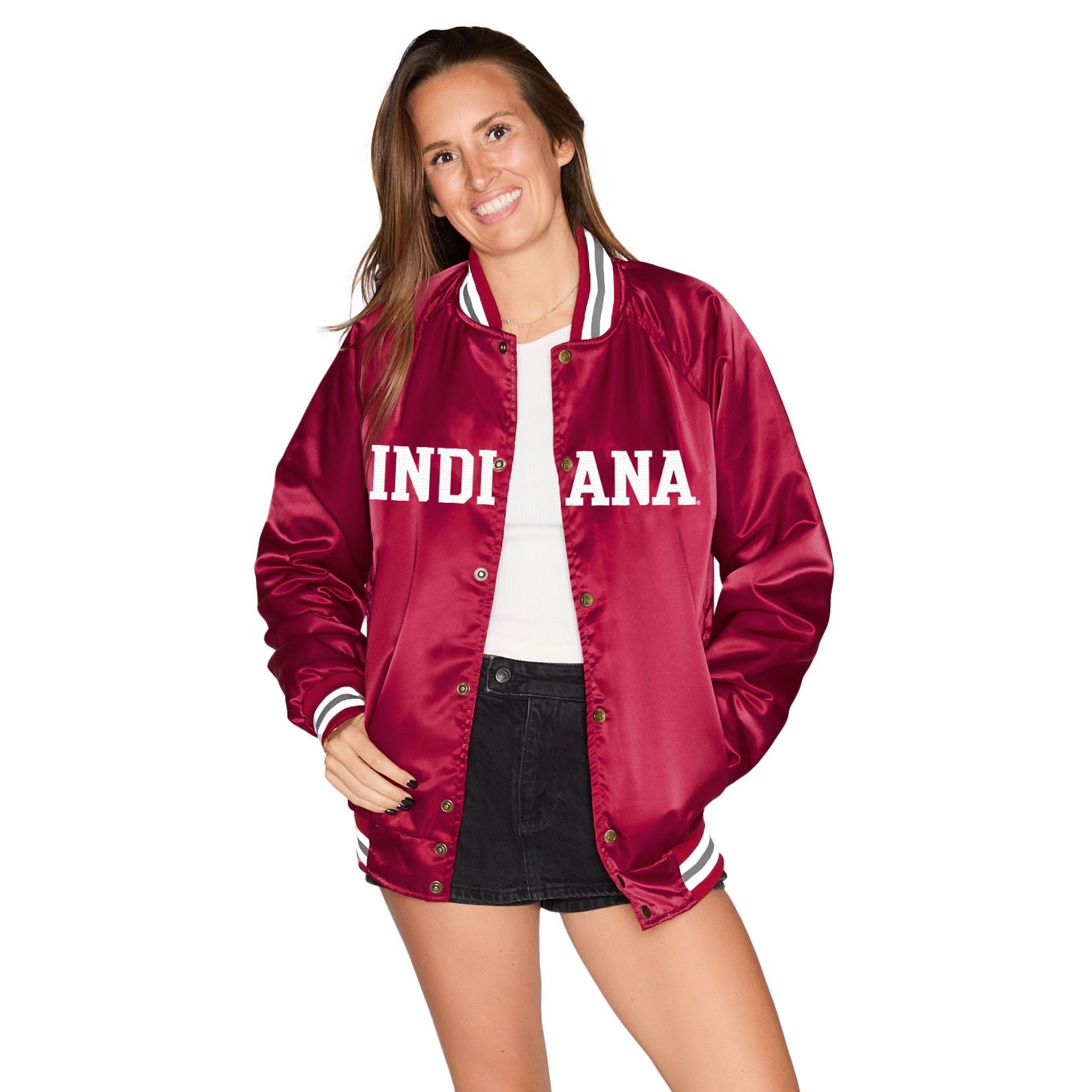 Indiana Hoosiers Satin Letterman Bomber Jacket | lojobands