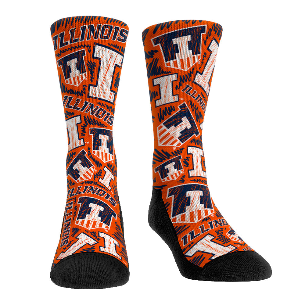 Illinois Fighting Illini - Logo Sketch | Rock 'Em Socks 1