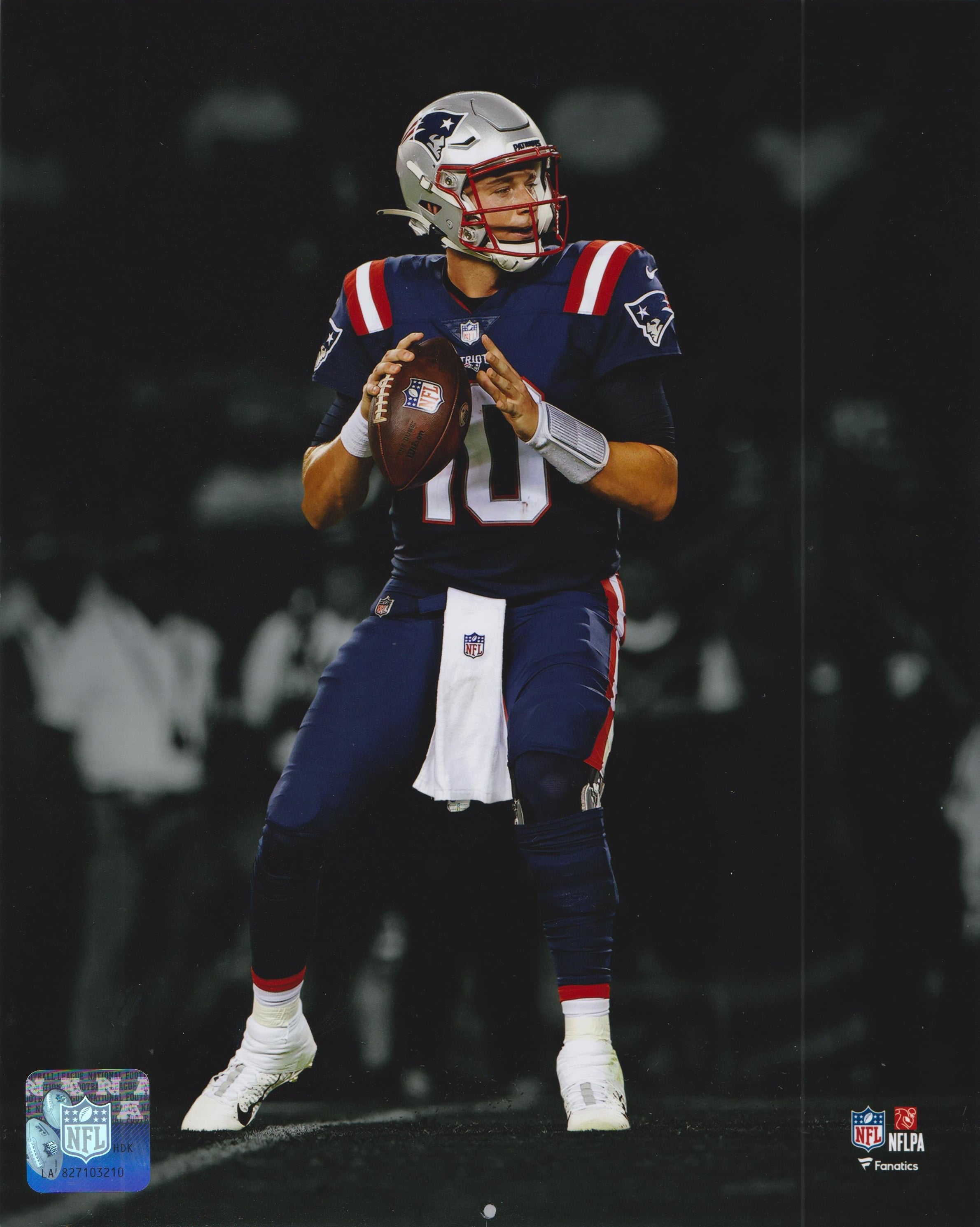 Mac Jones Blackout Action New England Patriots 8" x 10" Football Photo 1