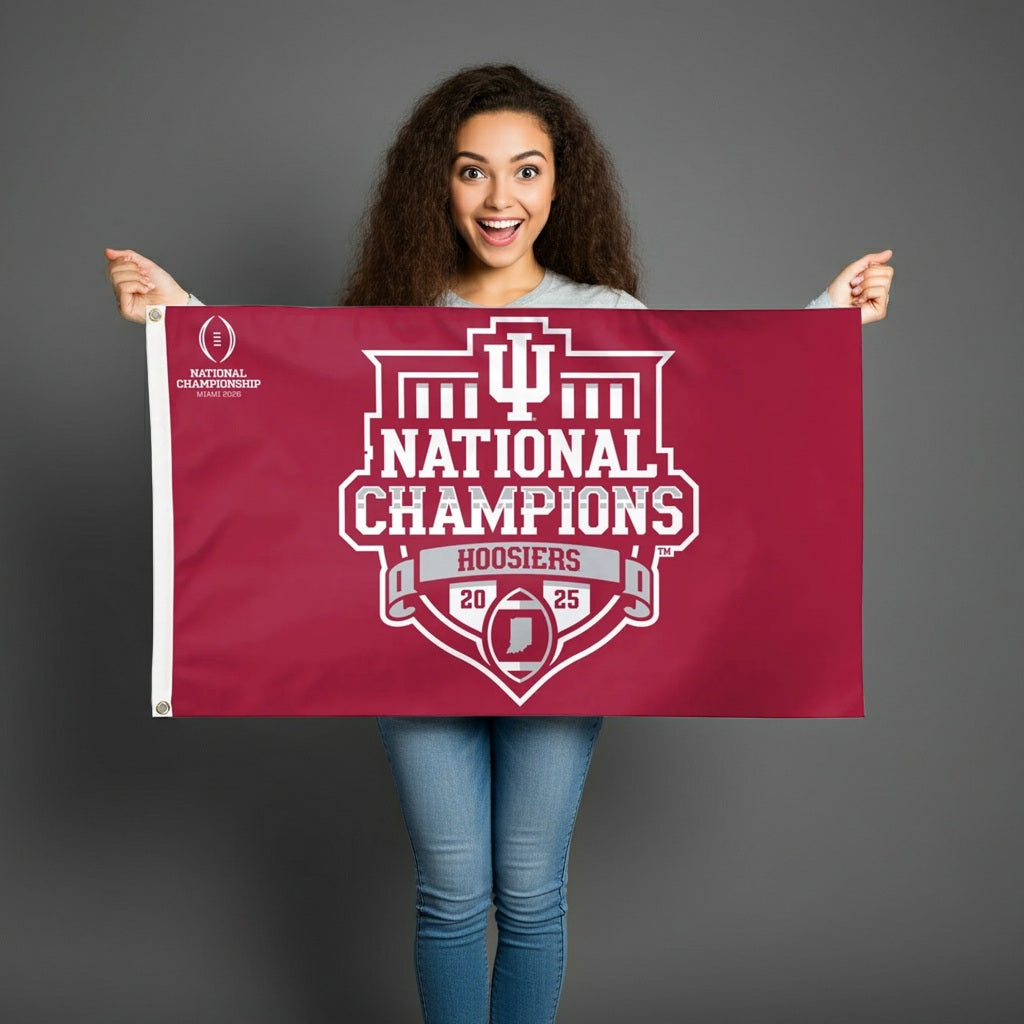 Indiana Hoosiers 2 Sided Football Champions Flag 3
