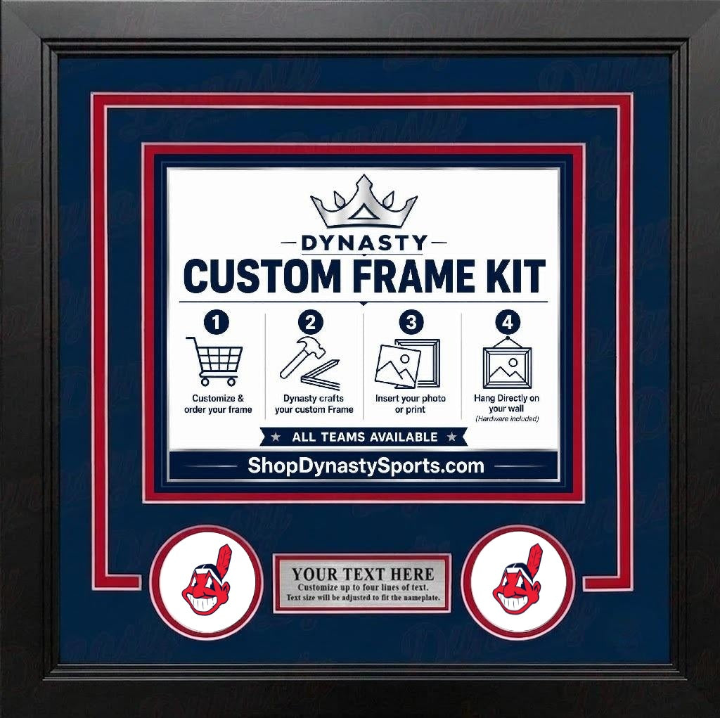 MLB Baseball Photo Picture Frame Kit - Cleveland Indians (Red Matting, White Trim) 6