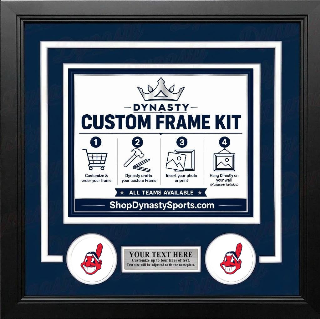 MLB Baseball Photo Picture Frame Kit - Cleveland Indians (Red Matting, White Trim) 78