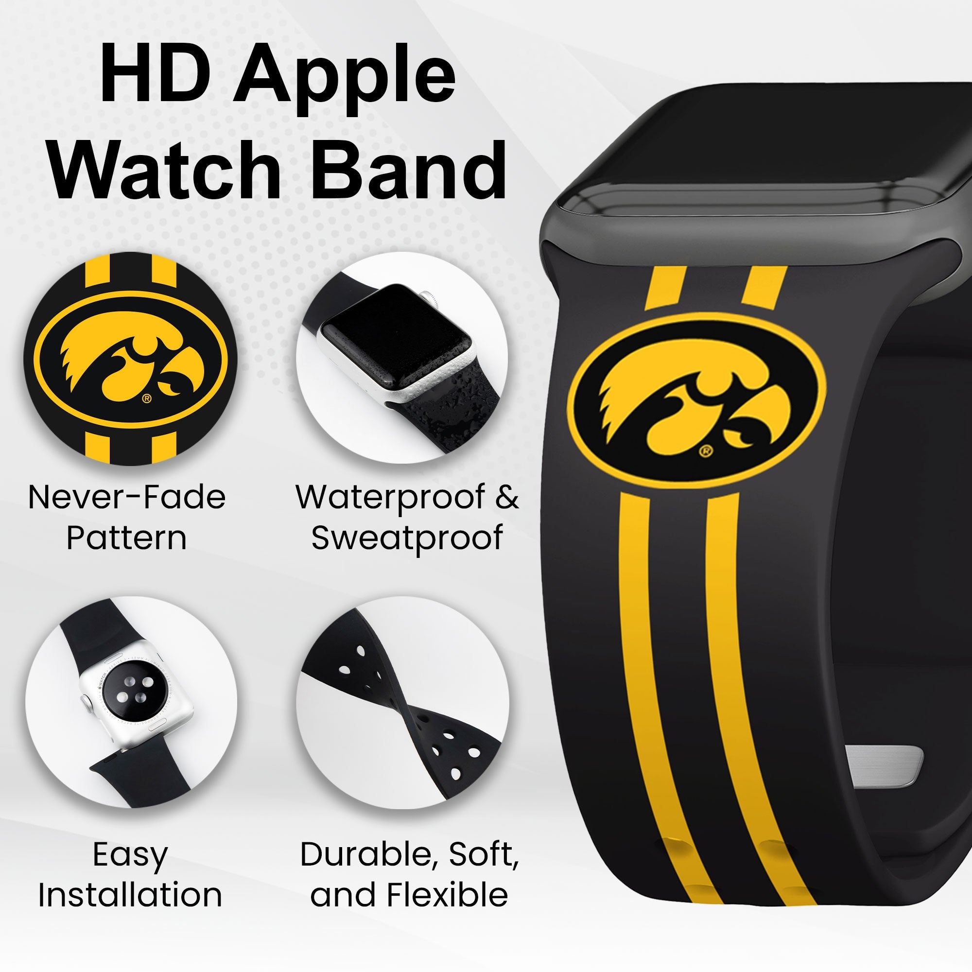Iowa Hawkeyes HD Apple Watch Band | Affinity Bands 3