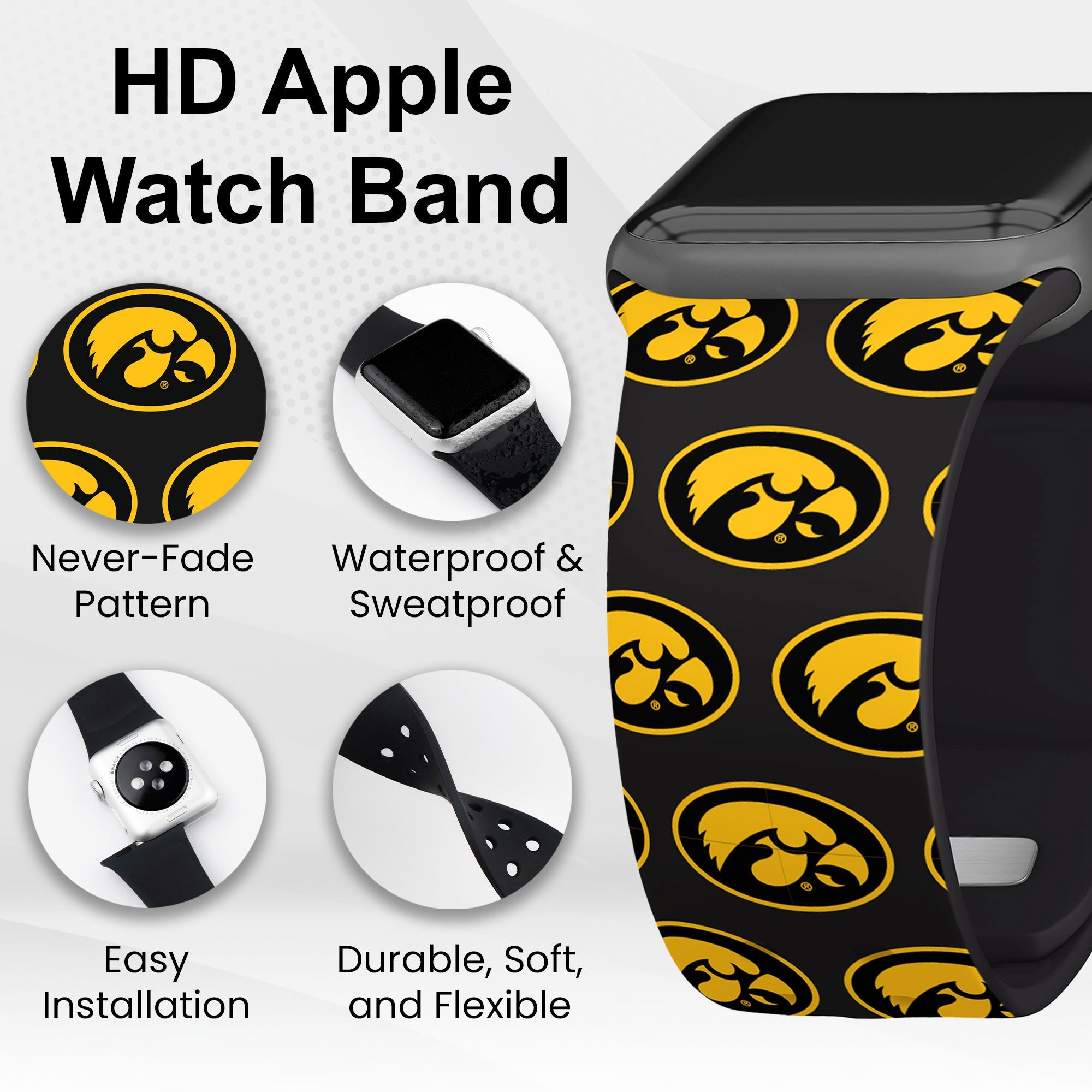 Iowa Hawkeyes HD Apple Watch Band | Affinity Bands 9