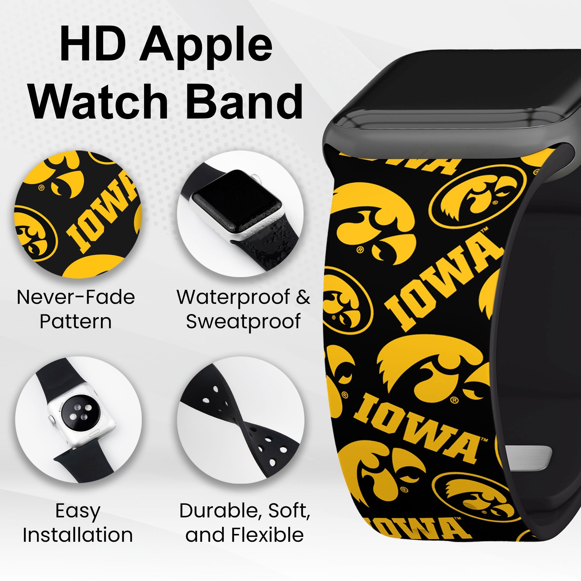 Iowa Hawkeyes HD Apple Watch Band | Affinity Bands 15