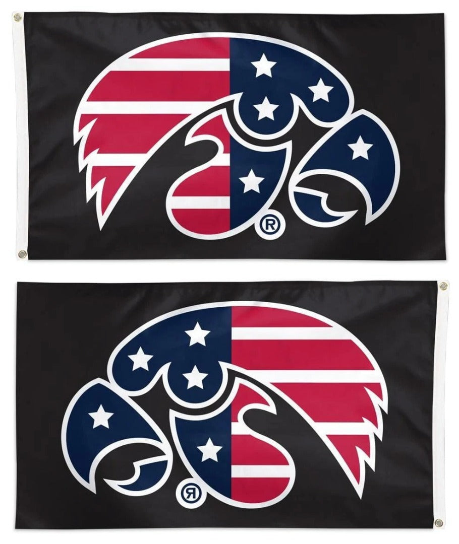 Iowa Hawkeyes 3x5 Veteran Tribute Flag - Red, White & Blue Logo 1