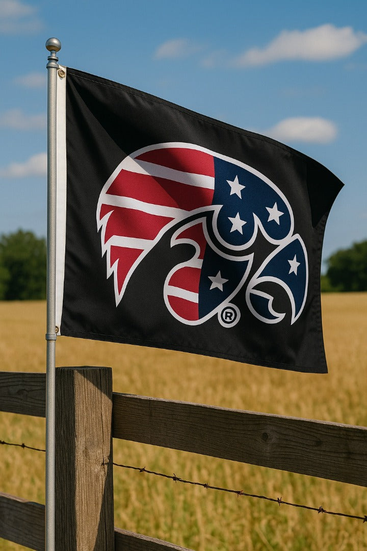 Iowa Hawkeyes 3x5 Veteran Tribute Flag - Red, White & Blue Logo 2
