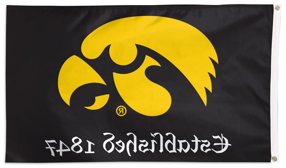 Iowa Hawkeyes Flag 3x5 Established 1847 Black 2