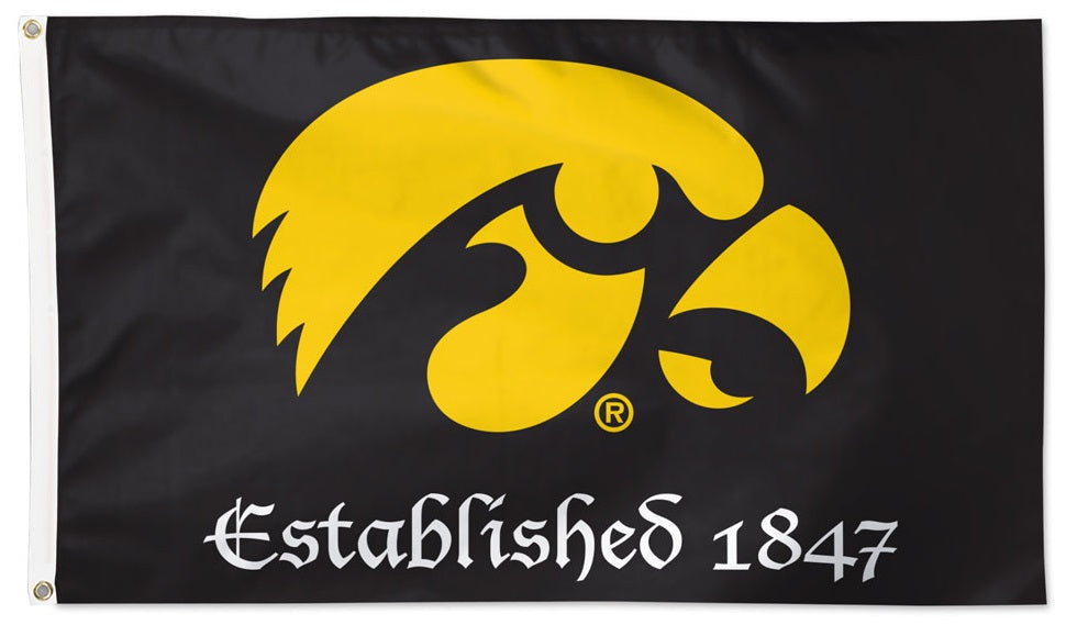 Iowa Hawkeyes Flag 3x5 Established 1847 Black 1