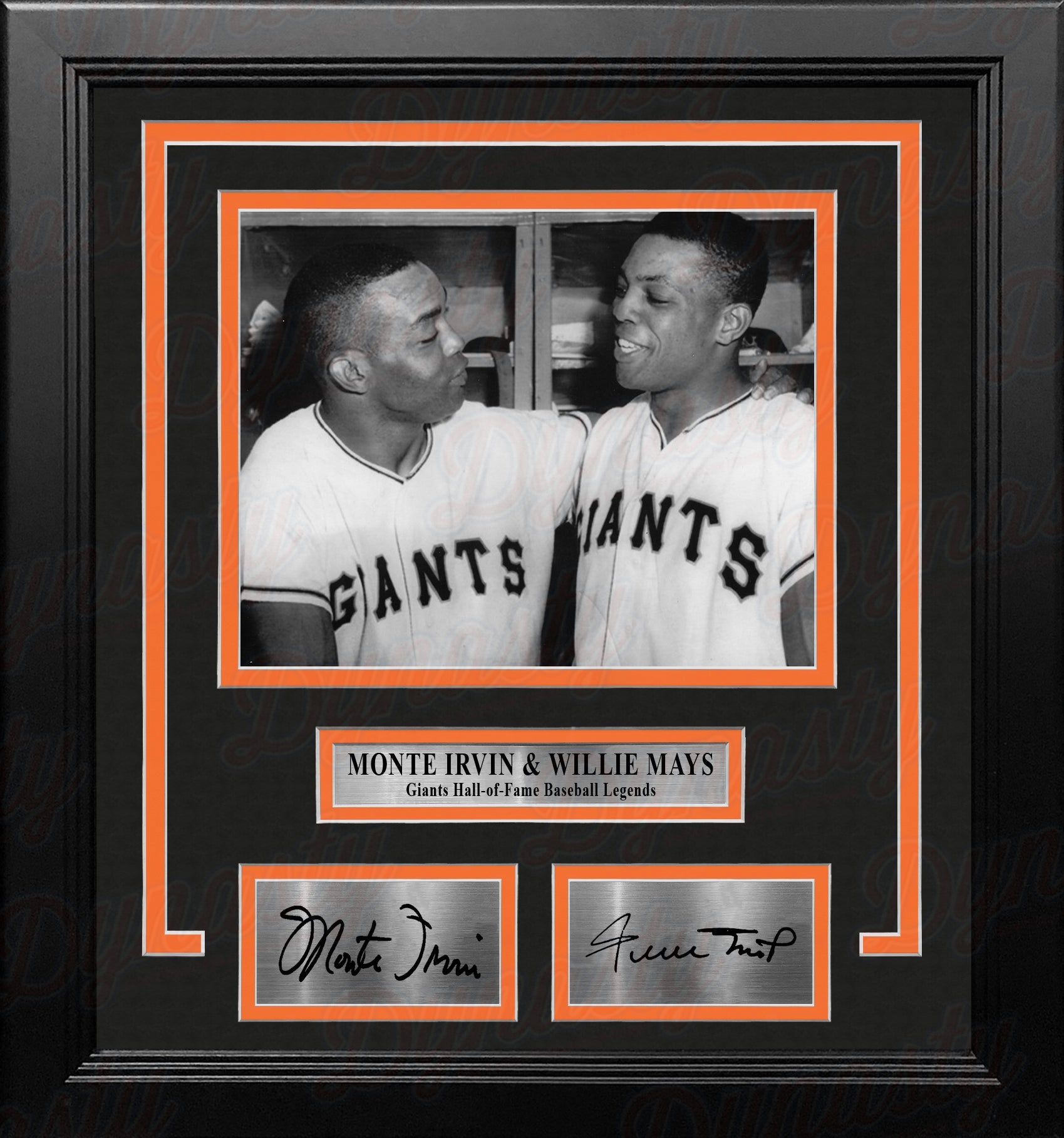Monte Irvin and Willie Mays New York Giants 8x10 Framed Baseball Photo with Engraved Autographs 2