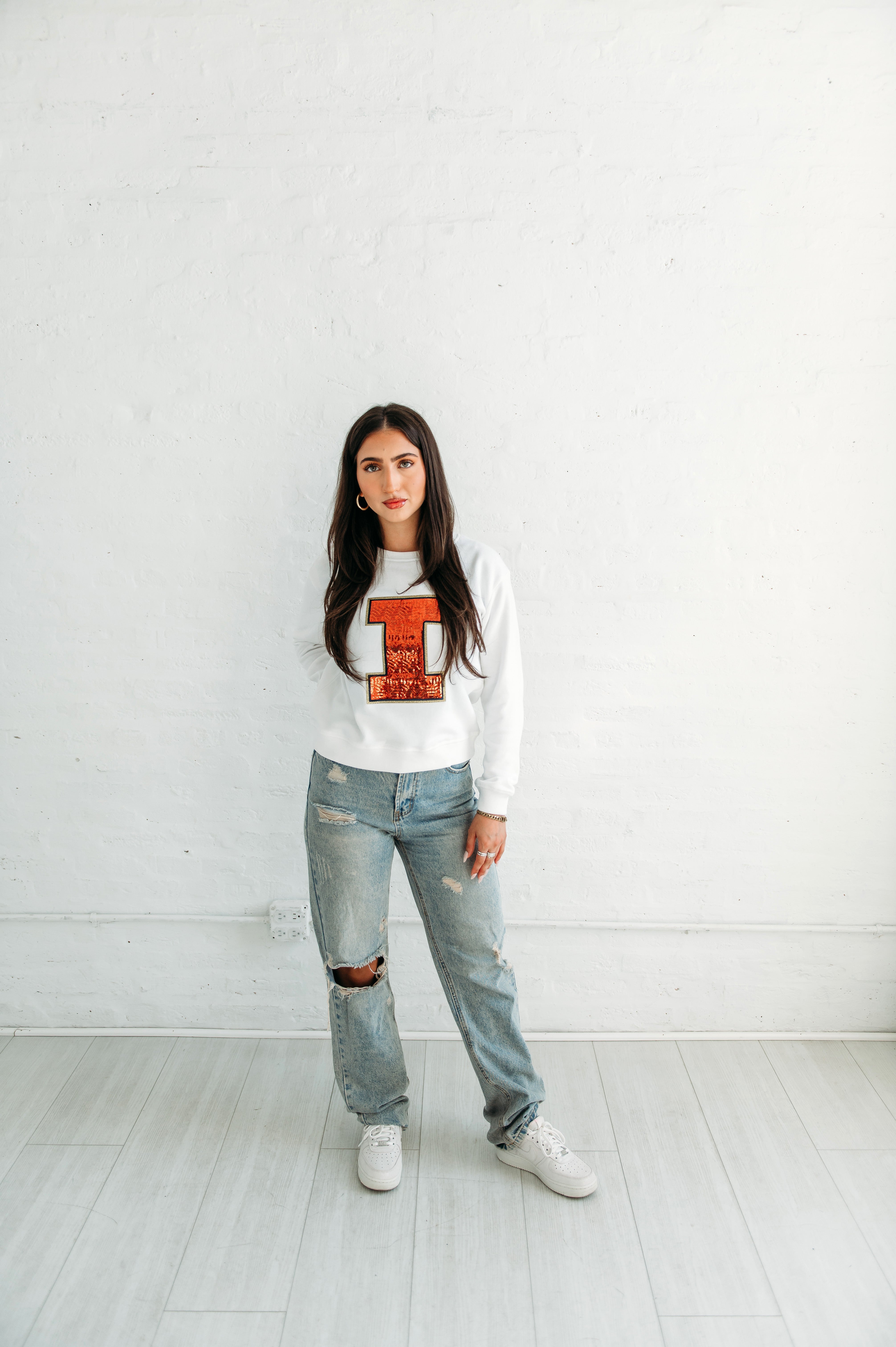 Illinois Logo Sequin Crewneck