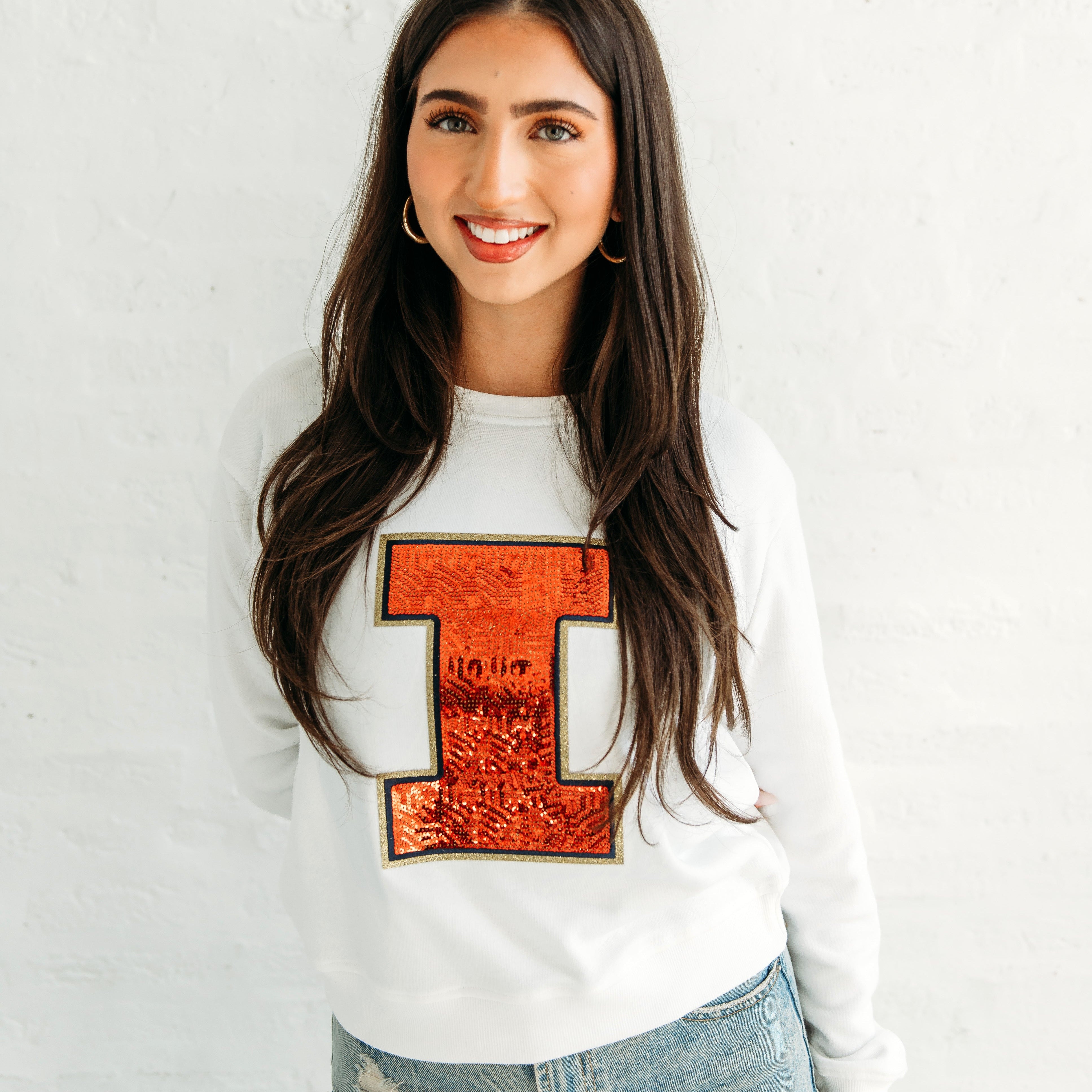 Illinois Logo Sequin Crewneck