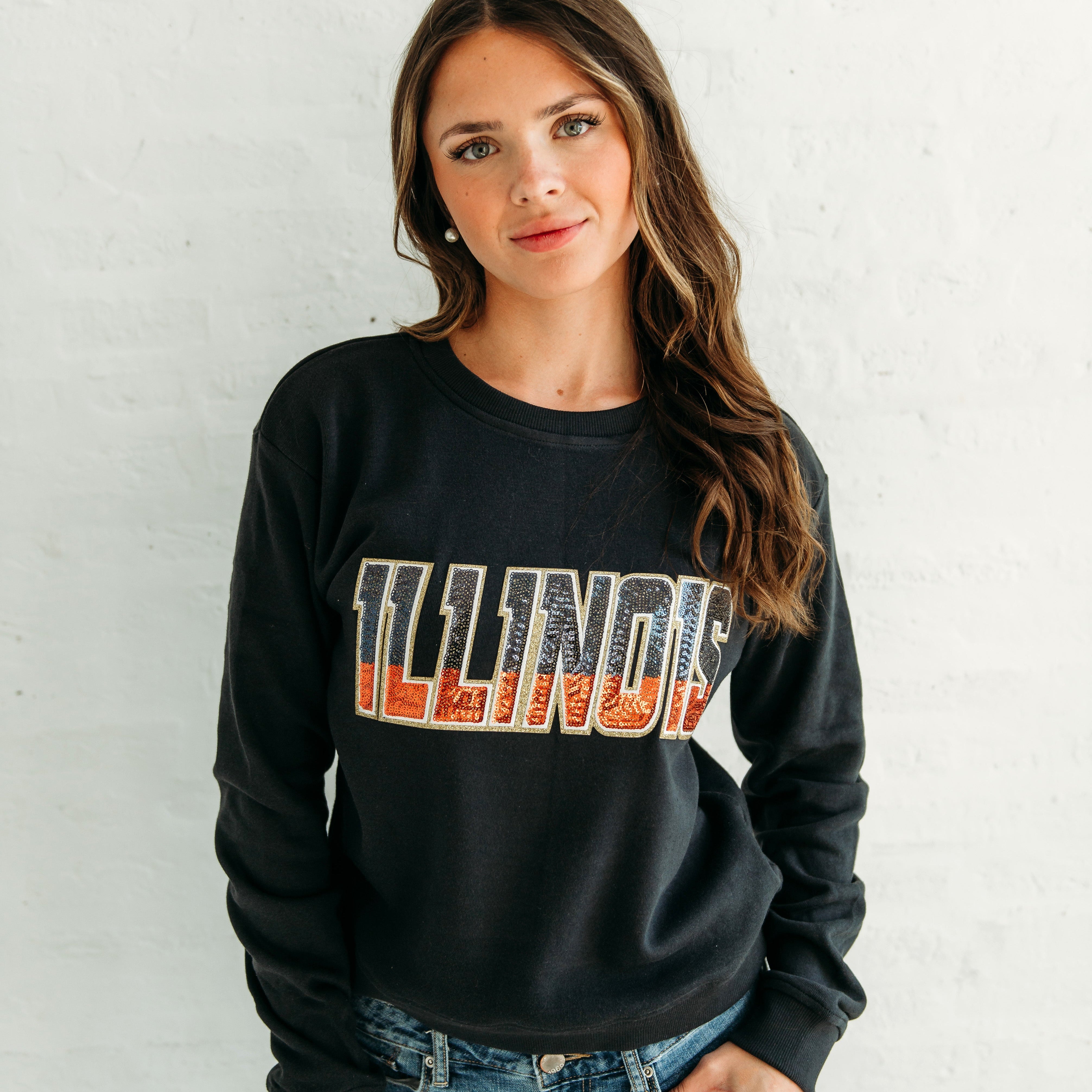 Illinois Sequin Crewneck