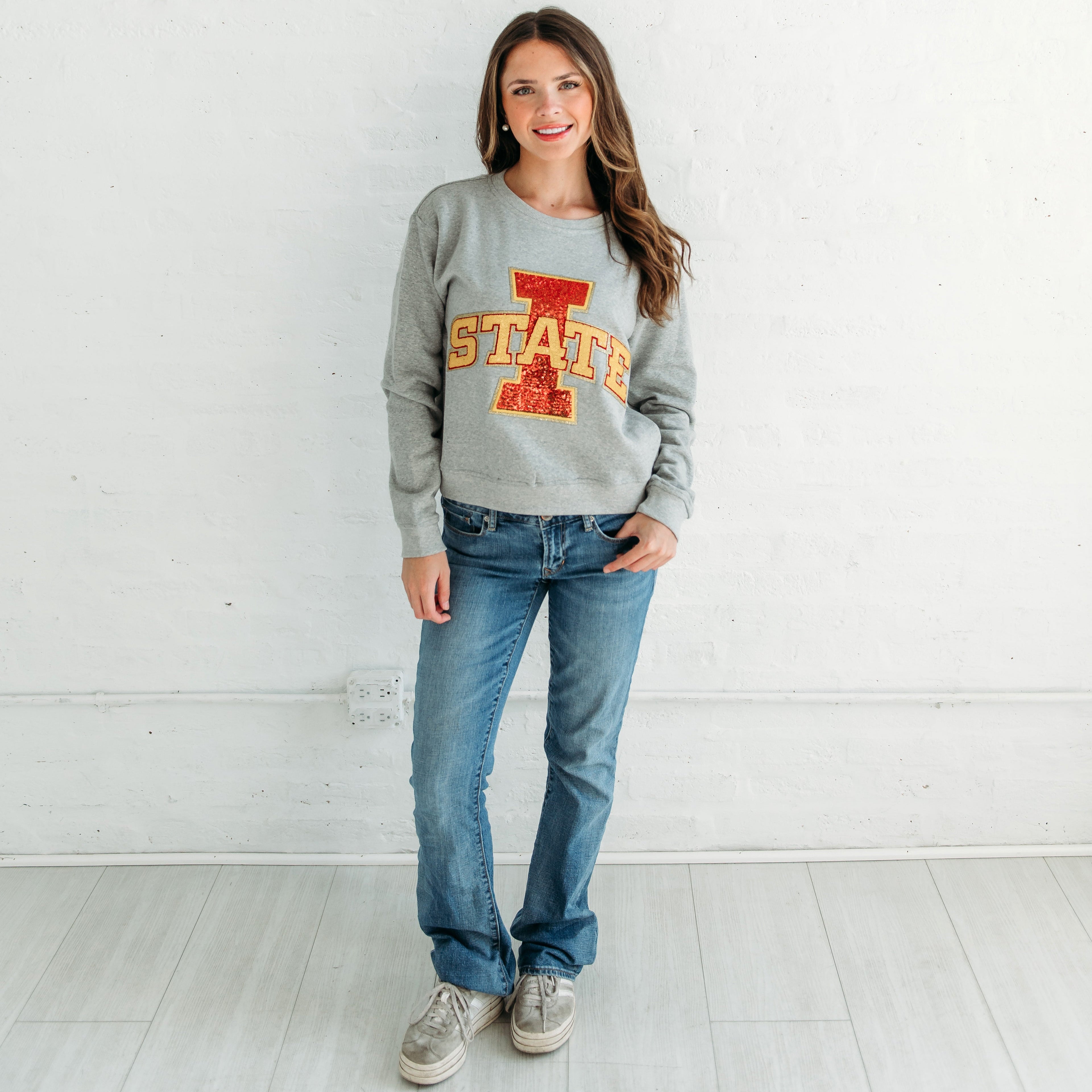 Iowa State Logo Sequin Women's Crewneck 4
